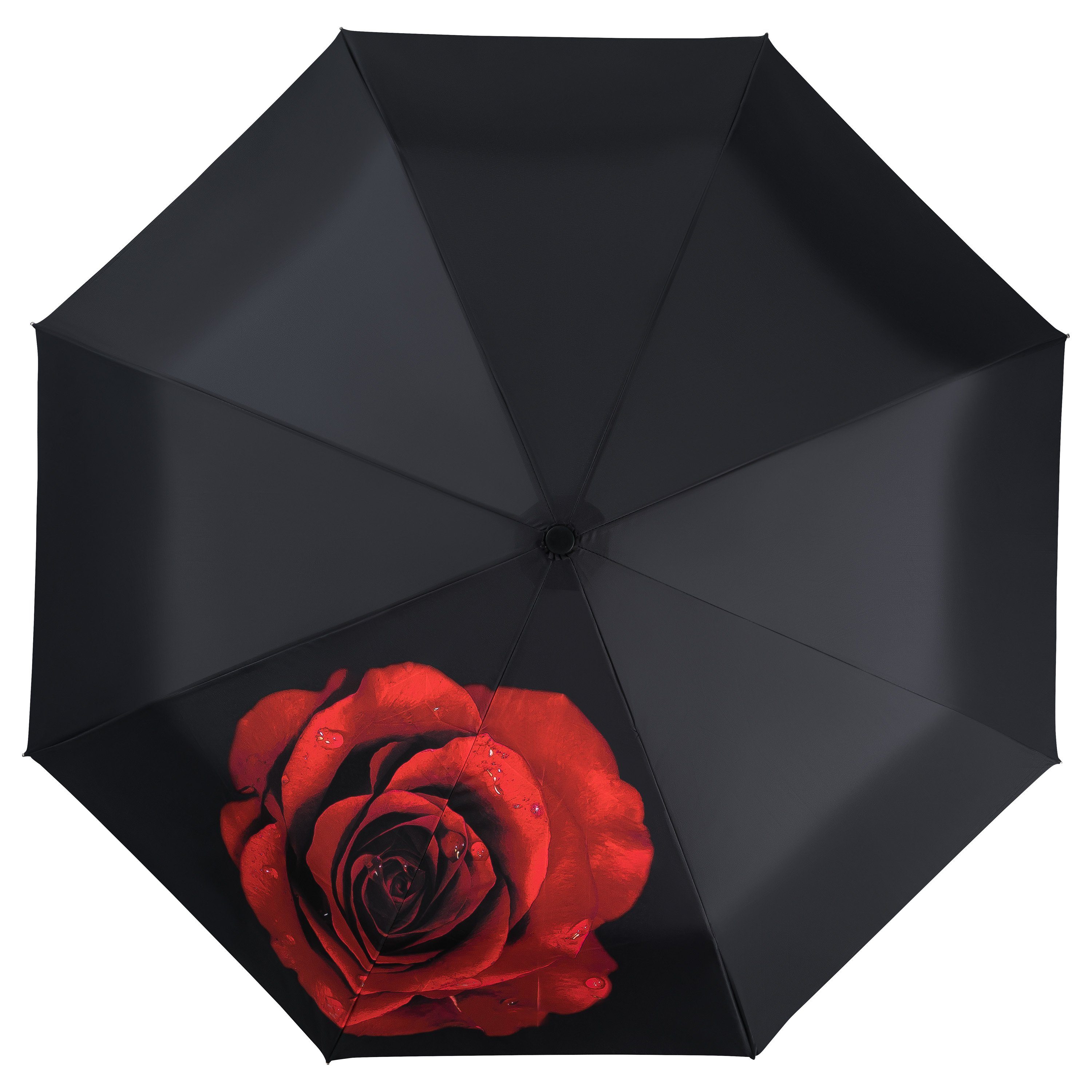 von Lilienfeld Taschenregenschirm Motivschirm Rose Blumen Blumendruck Blüte Leicht, Kompakt