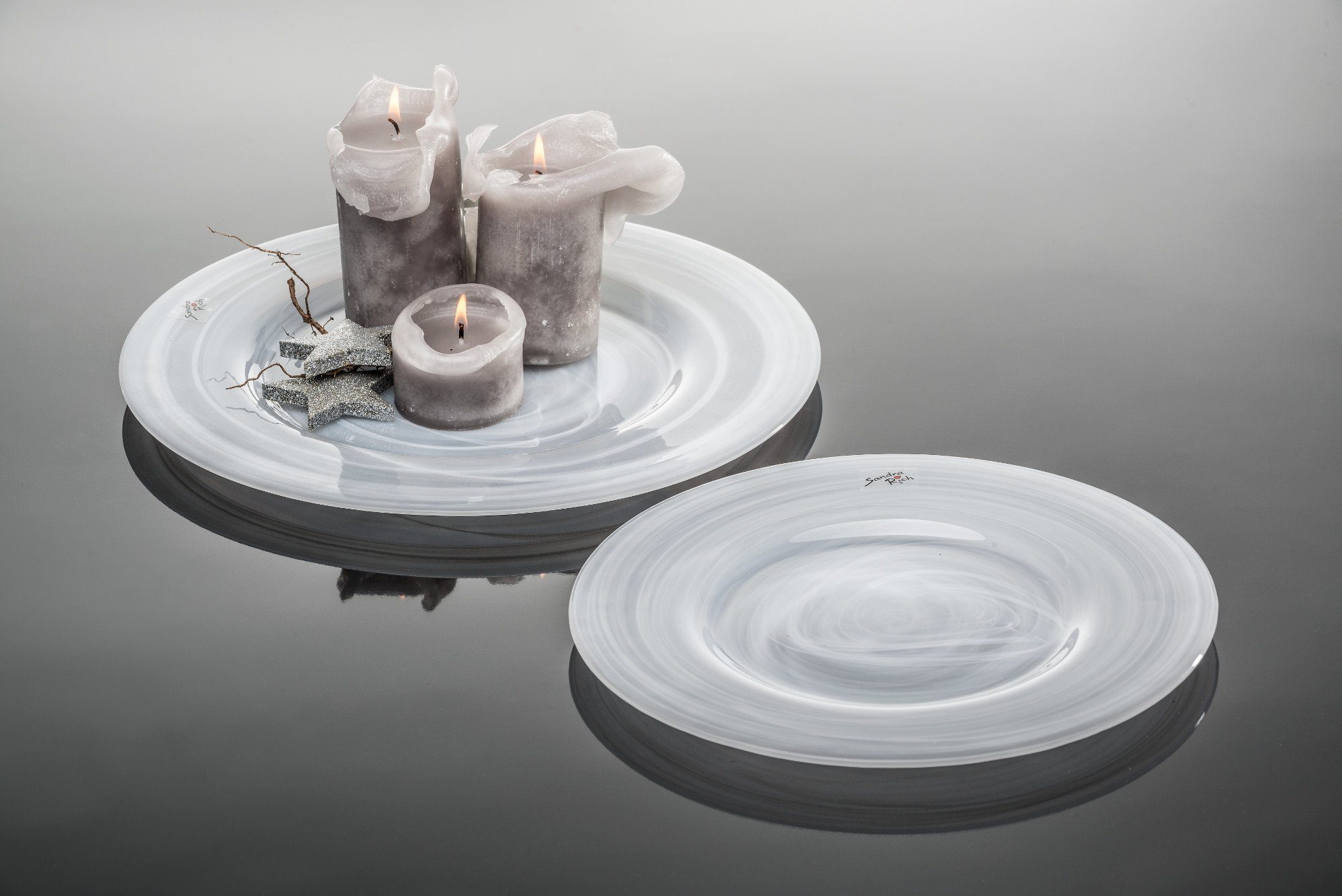 Sandra Rich Dekoschale Glasteller Alabaster weiß von Sandra Rich günstig online kaufen