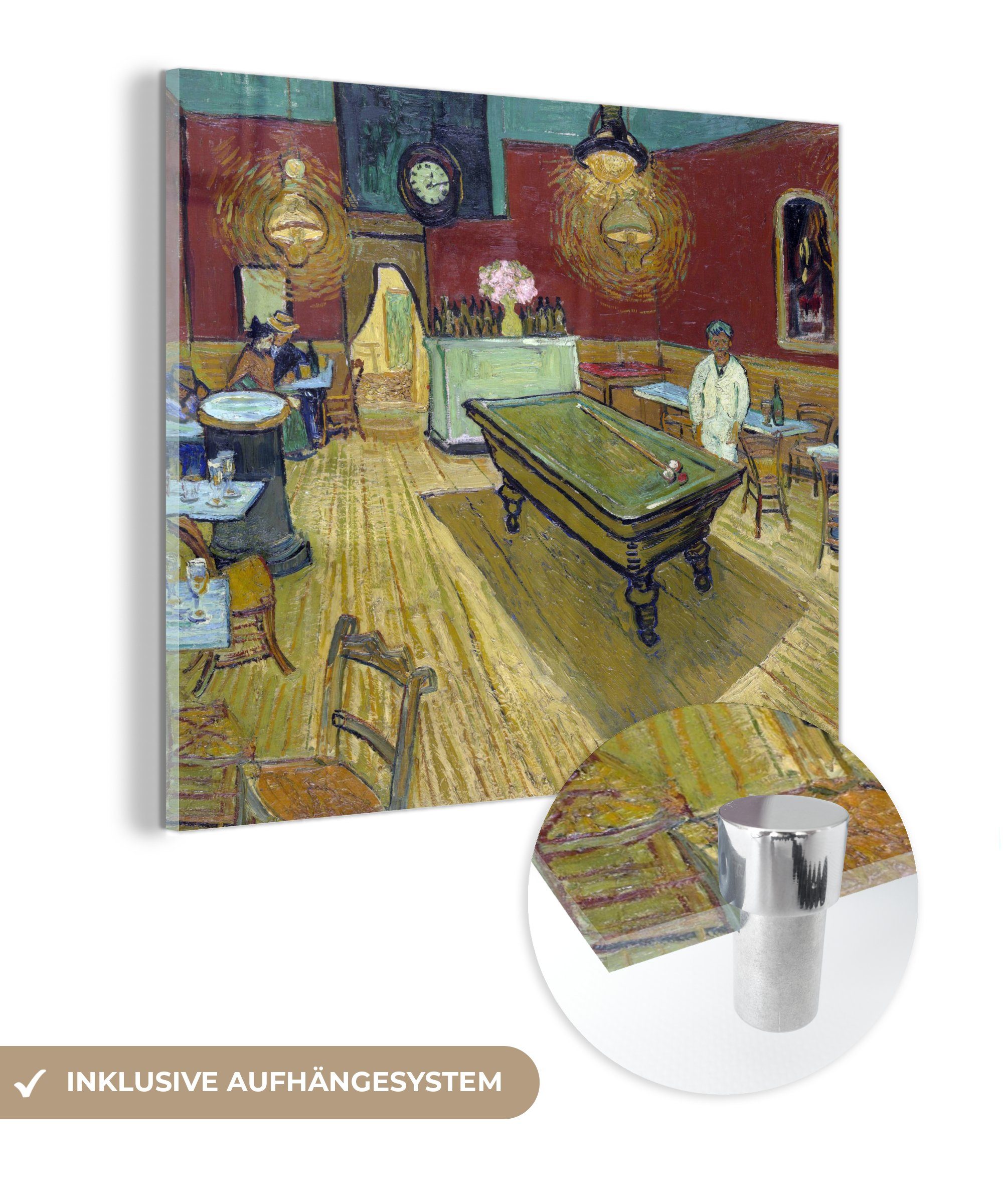 MuchoWow Acrylglasbild Das Nachtcafé - Gemälde von Vincent van Gogh, (1 St), Glasbilder - Bilder auf Glas Wandbild - Foto auf Glas - Wanddekoration