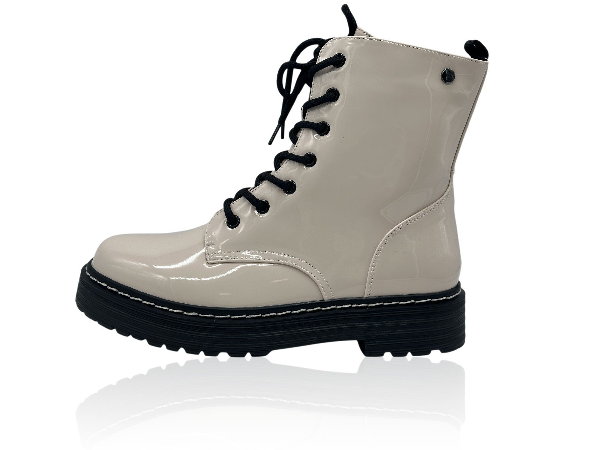 Nowaland Damen Schnürstiefelette mit Profilsohle Schnürstiefelette Warm gefüttert mit markanter Kontrastnaht