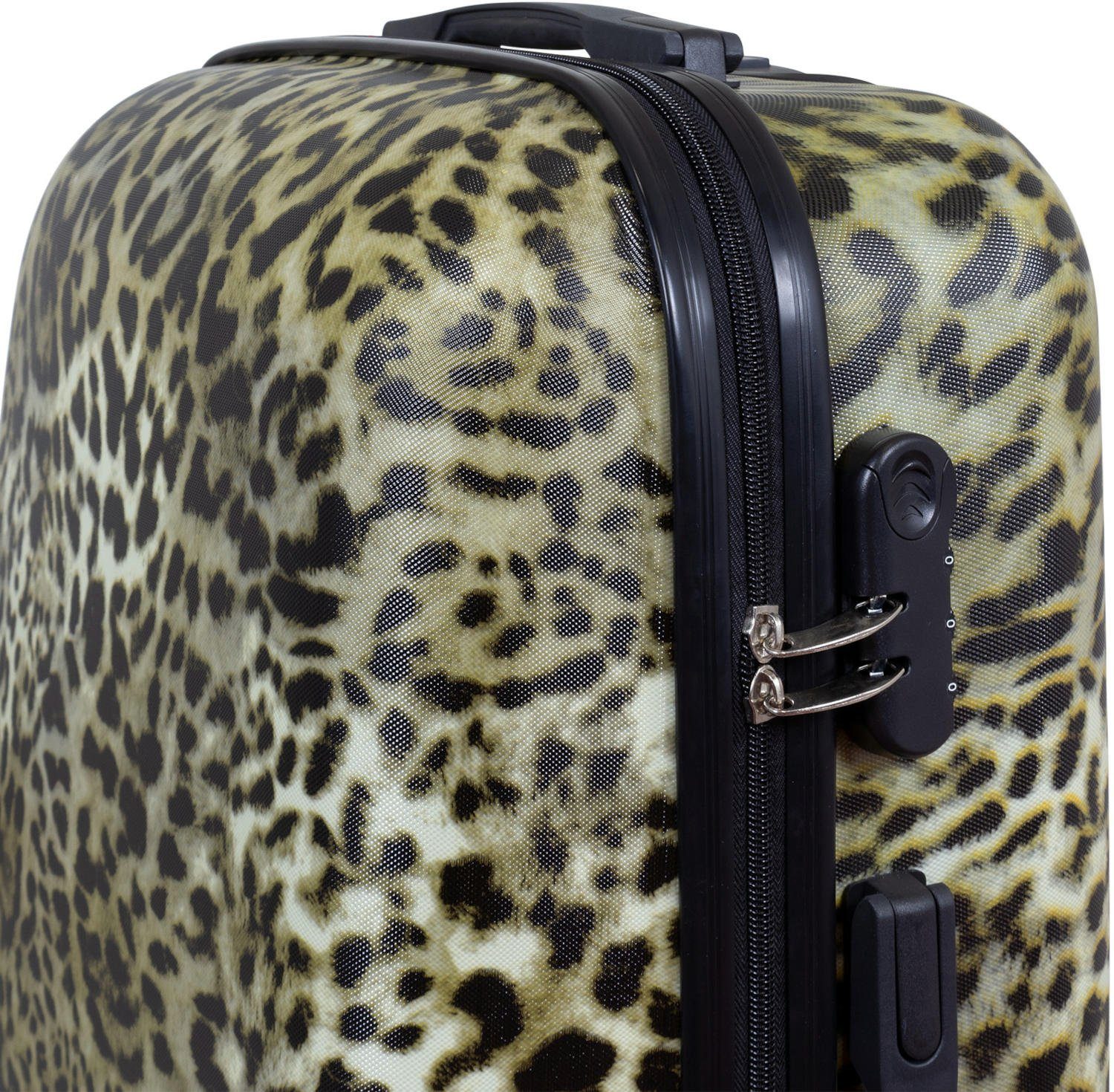 Warenhandel König Hartschalen-Trolley Leopard Fell, 4 Rollen, mit Motiv, ABS Hartschale, aufrecht rollbar