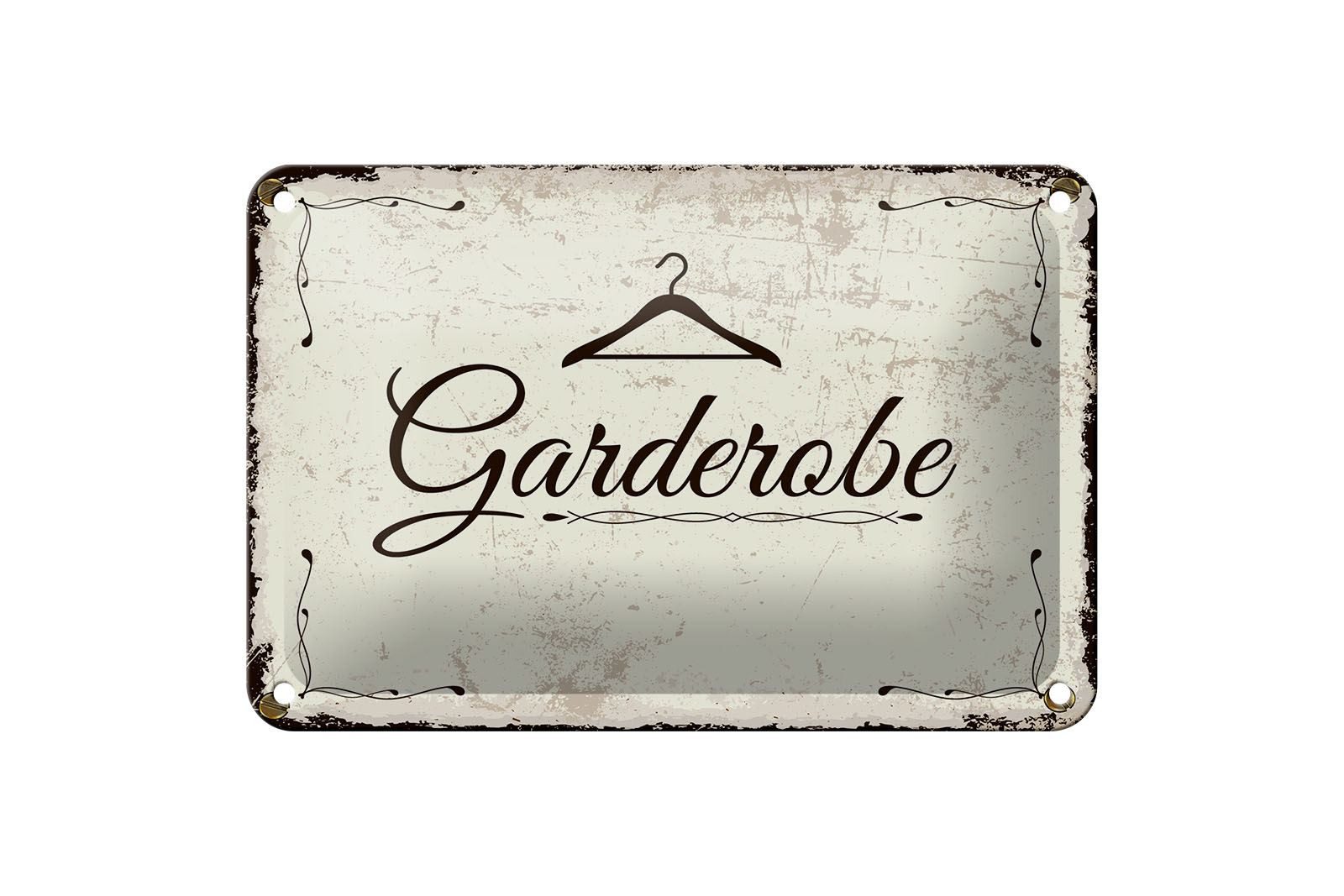 Femer GmbH Metallschild Hinweis 12x18 cm Garderobe Kleiderbügel nostalgisch, (1 St), gewölbte Oberfläche, abgerundete Ecken, umgeschlagene Kanten