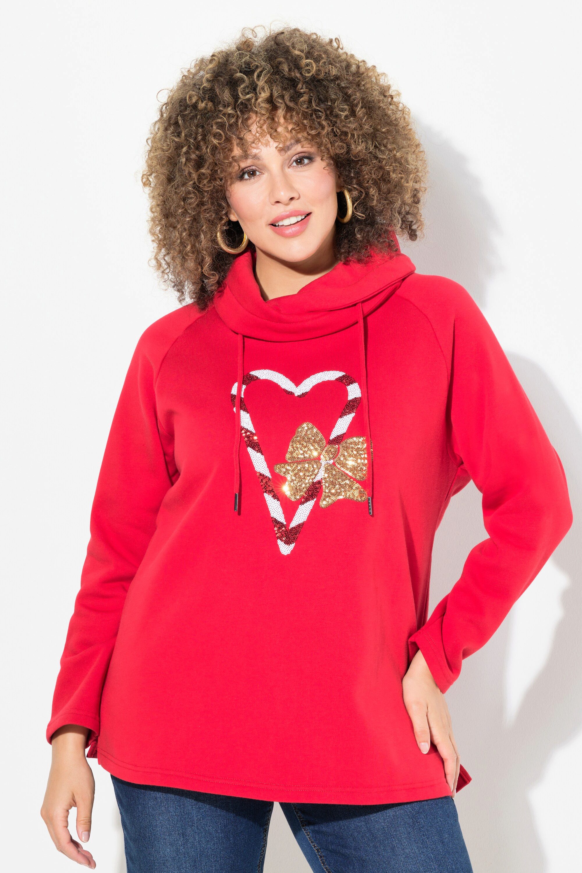 Ulla Popken Sweatshirt Sweatshirt Zuckerstangen Stehkragen günstig online kaufen
