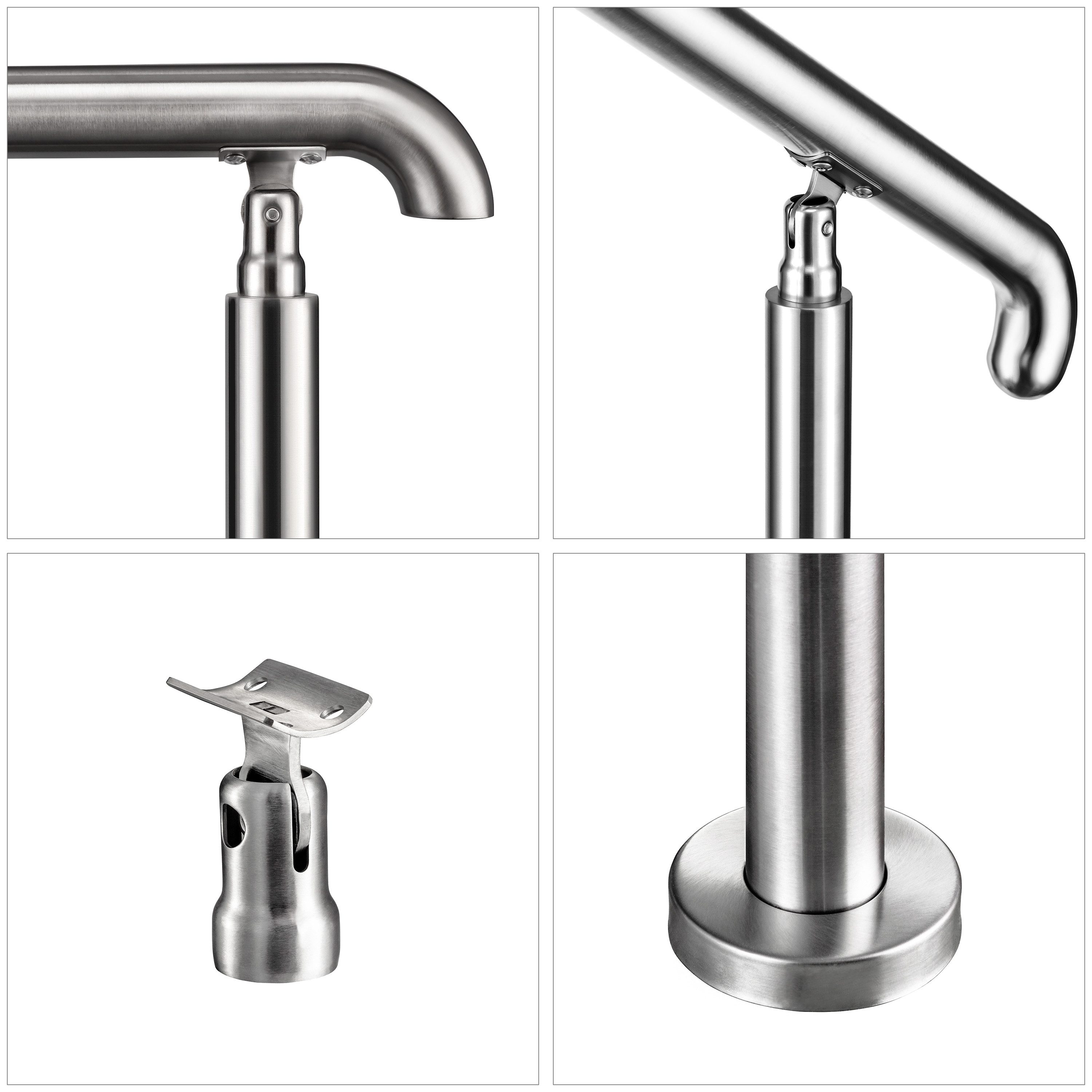 duschspa Handlauf 2–5 Stufen Edelstahl Geländer Eingangsgeländer für innen / außen, 108 cm Gesamtlänge, Eingangsgeländer, silber/schwarz, 108/136/162 cm – Bild 4 von 5