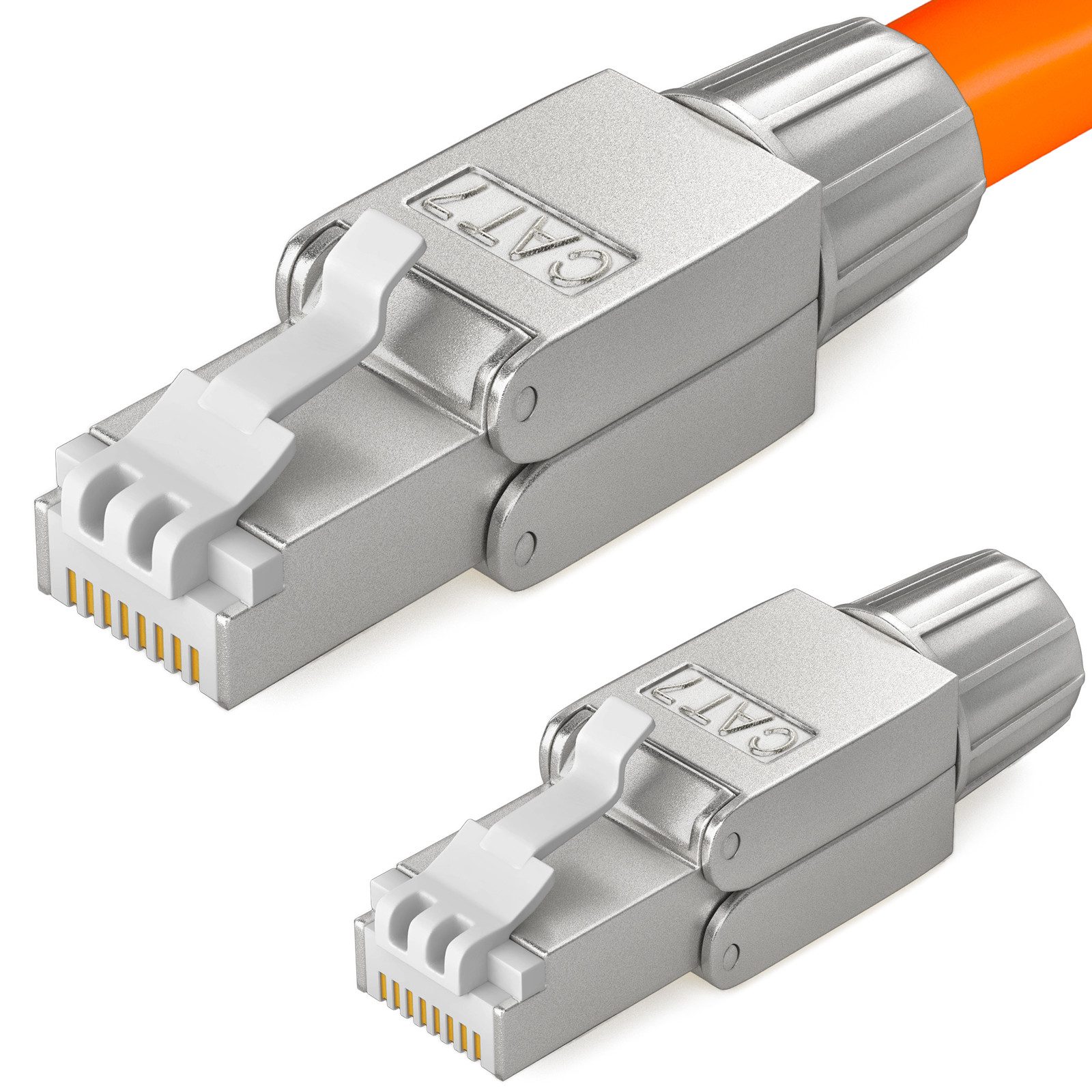 HB-DIGITAL Netzwerkstecker Netzwerkstecker CAT7 schmal RJ45 LSA STP Zinklegierung, (2-St), Kontaktoberfläche: Schirmversion 50u vergoldet