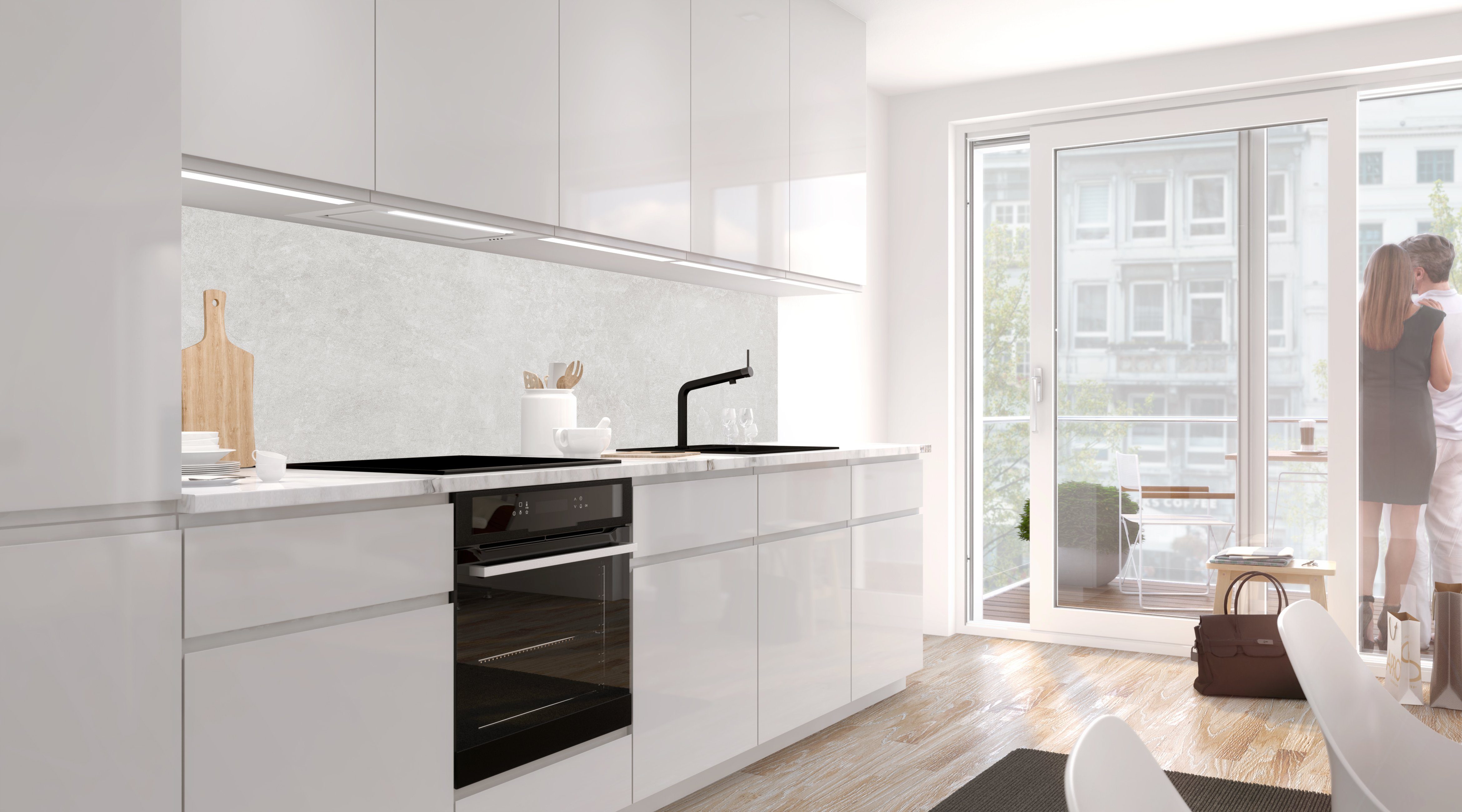 Stickerprofis Küchenrückwand WHITE NATURAL STONE (Matt-Finish), (Premium), 1,5mm, selbstklebend, hält auf besonders vielen Öberflächen