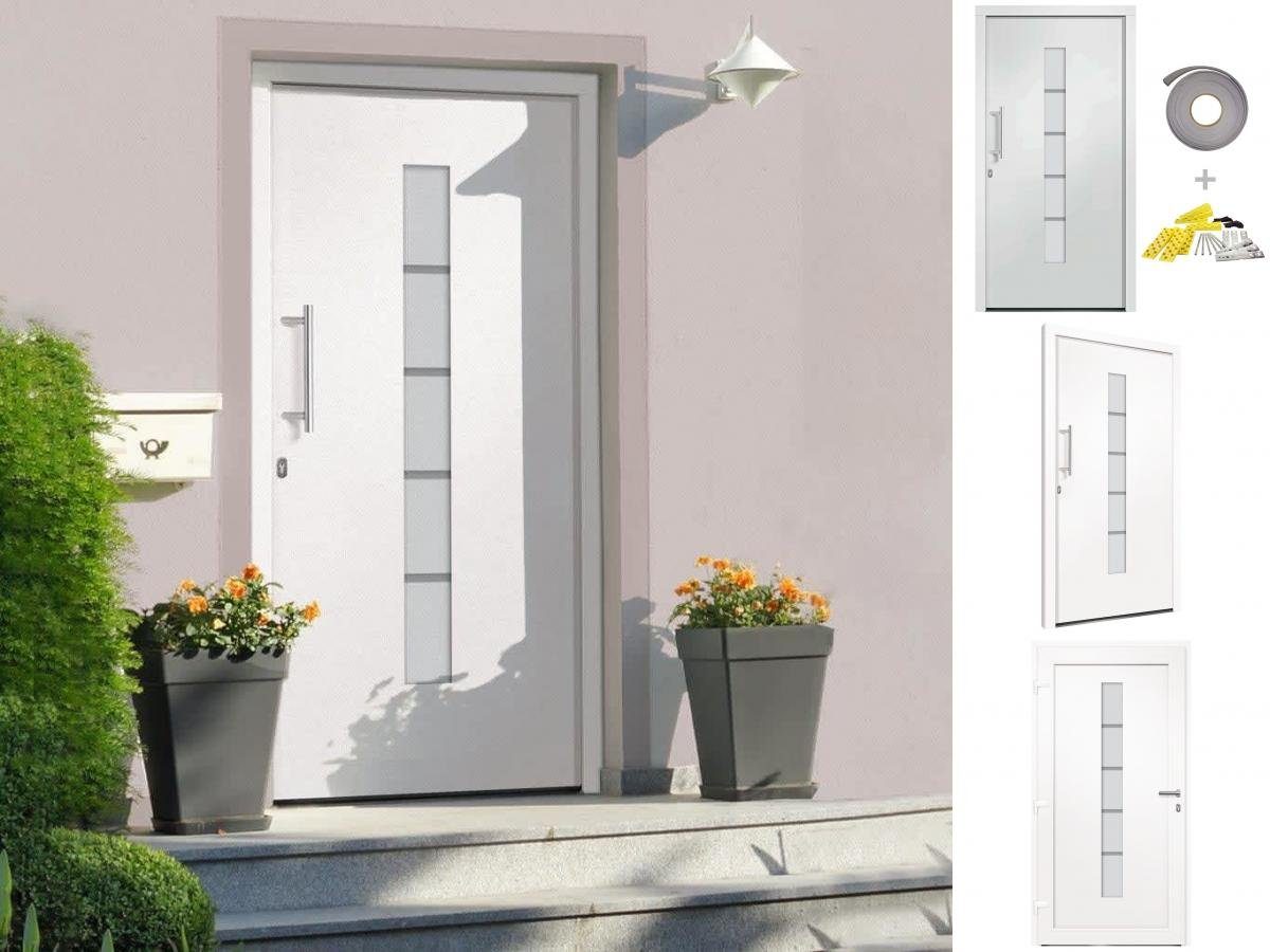 vidaXL Haustür Haustür Aluminium und PVC Weiß 110x210 cm Eingangstür Außentür Linkshä