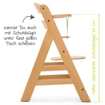 Hauck Hochstuhl Alpha Plus Natur (Set), Mitwachsender Holz Baby Kinderhochstuhl mit Sitzauflage - verstellbar