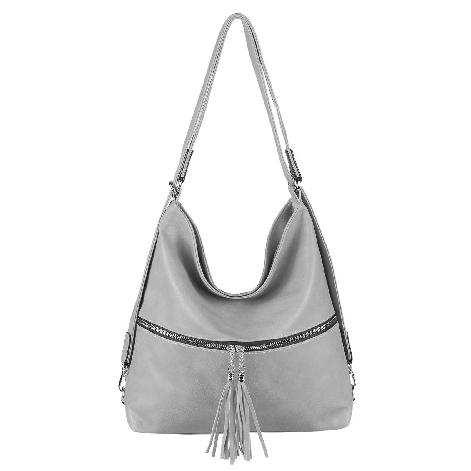 ITALYSHOP24 Schultertasche Damen 2in1 Tasche Rucksack Shopper, als CrossOver, Bodybag & Umhängetasche tragbar