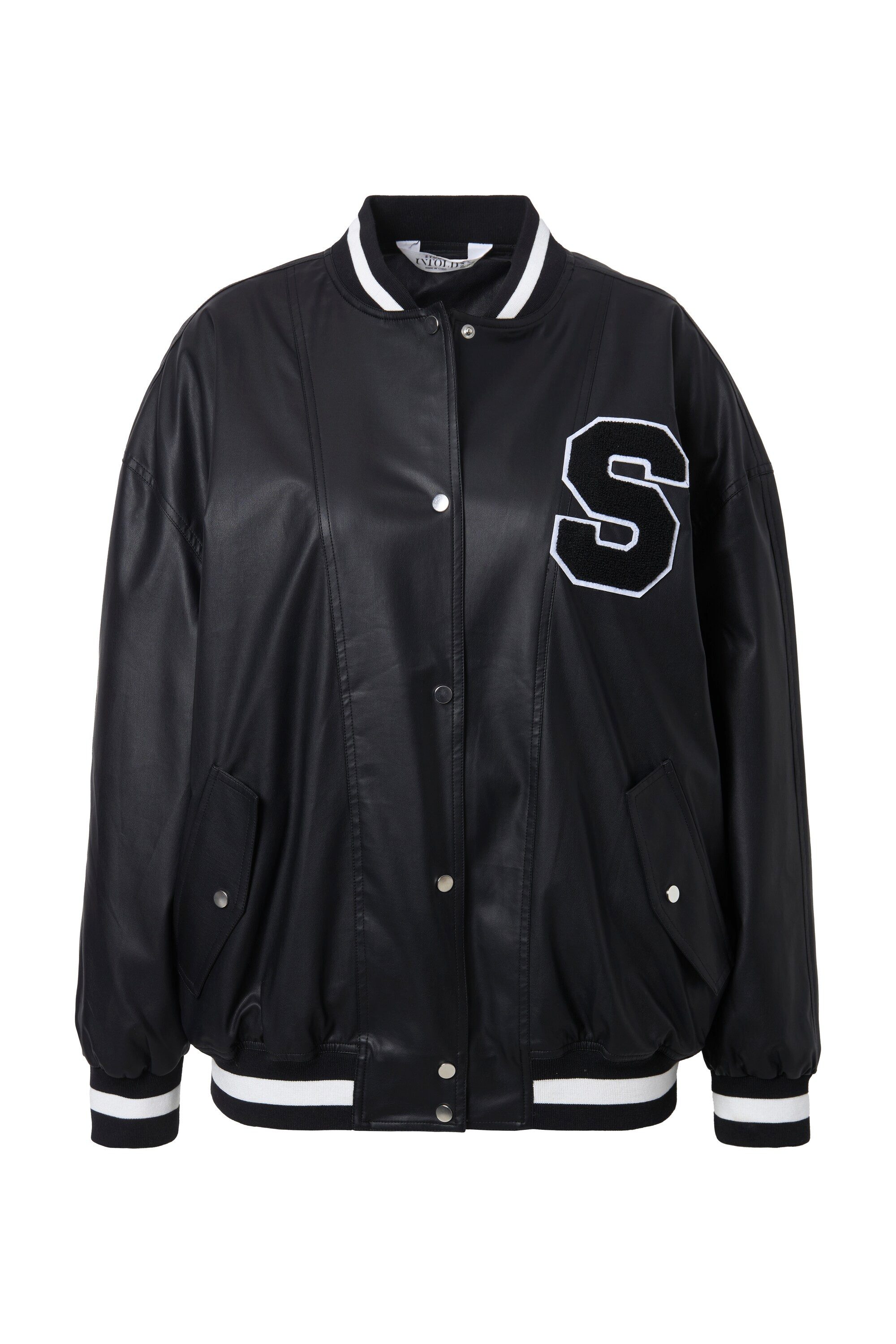 Studio Untold Steppjacke Collegejacke Lederoptik Streifenbündchen günstig online kaufen