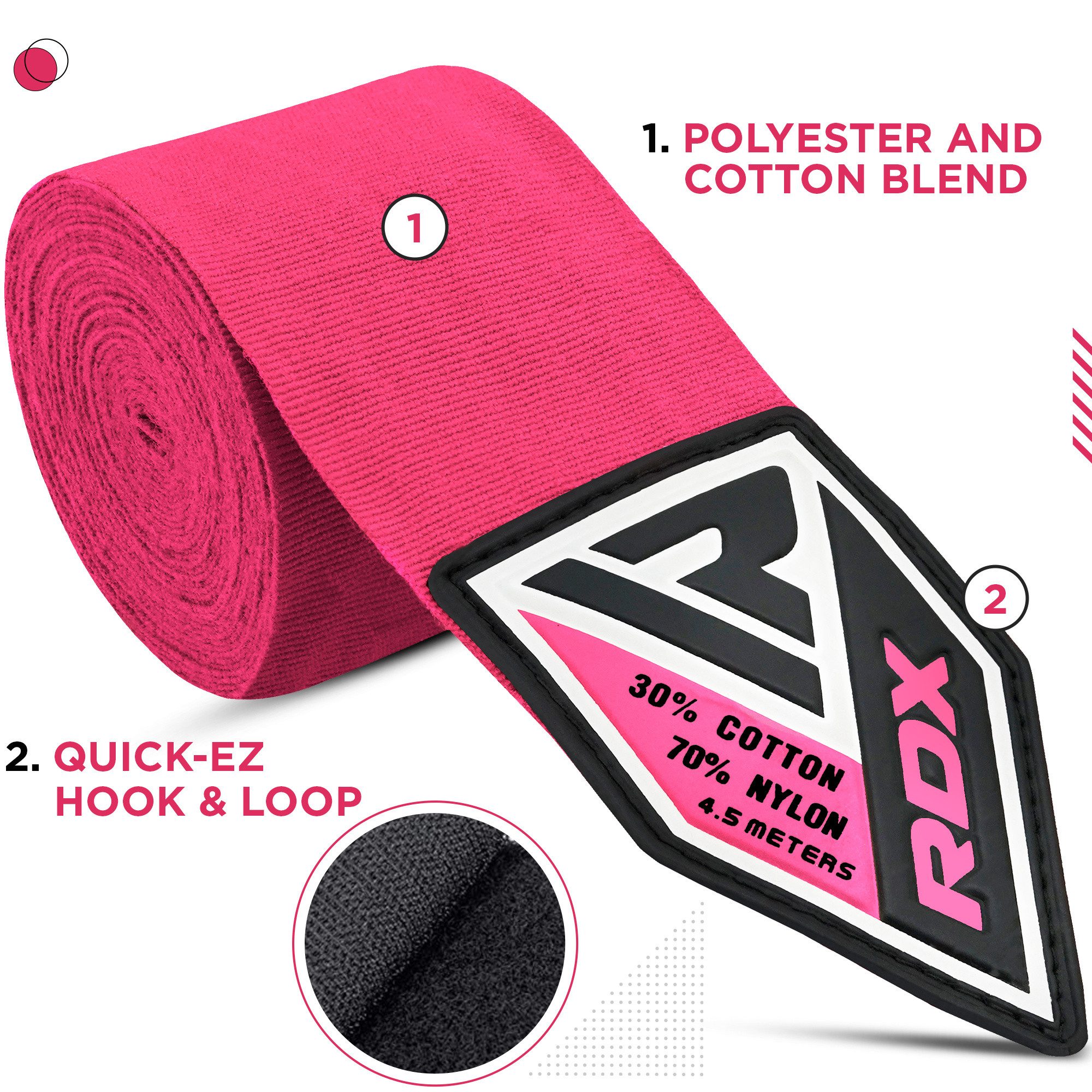 RDX Sports Boxbandagen RDX 4.5m Profi Boxbandagen Boxen MMA Muay Thai, Elastisch Handbandagen – Bild 3 von 5