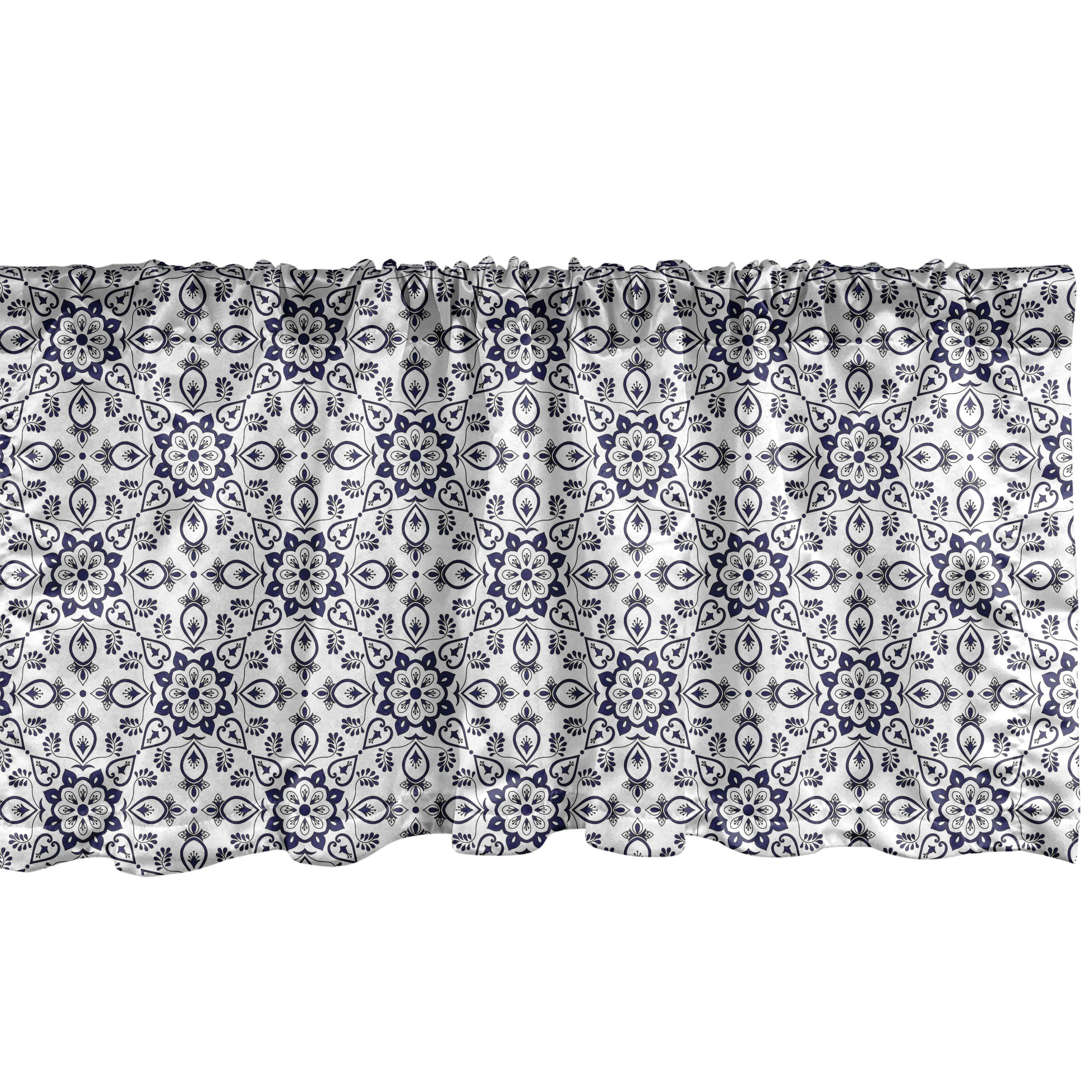 Scheibengardine Vorhang Volant für Küche Schlafzimmer Dekor mit Stangentasche, Abakuhaus, Microfaser, Blumen Blumen und Blattmotive