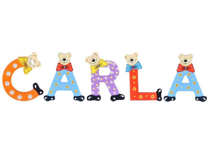 Playshoes Deko-Buchstaben (Set 5 St) Kinder Holz-Buchstaben Namen-Set CARLA - sortiert Farben können variieren bunt