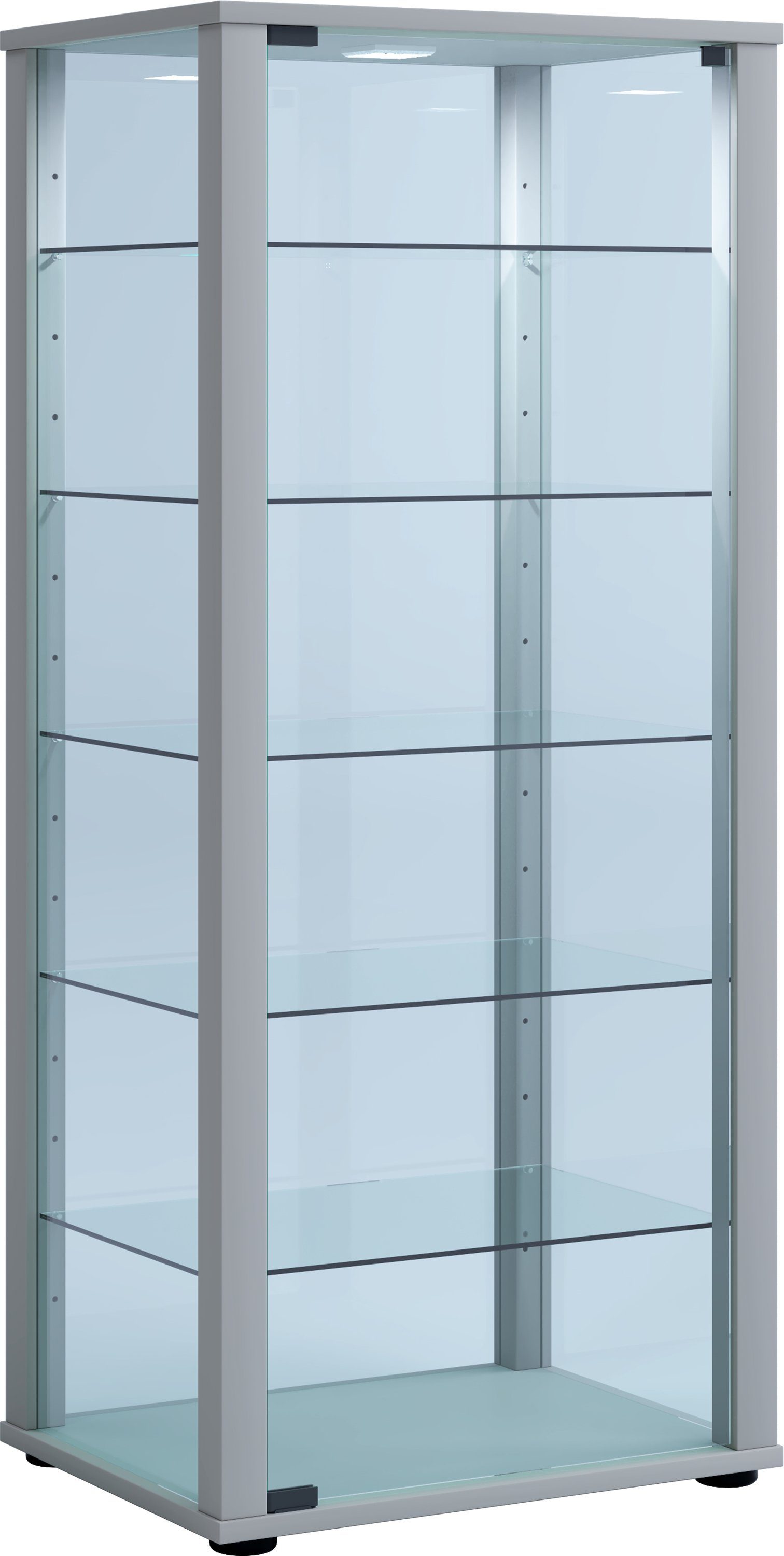 Kavisa Standvitrine Vitrine VCM Sammelvitrine Stand Glas Holz L Silber