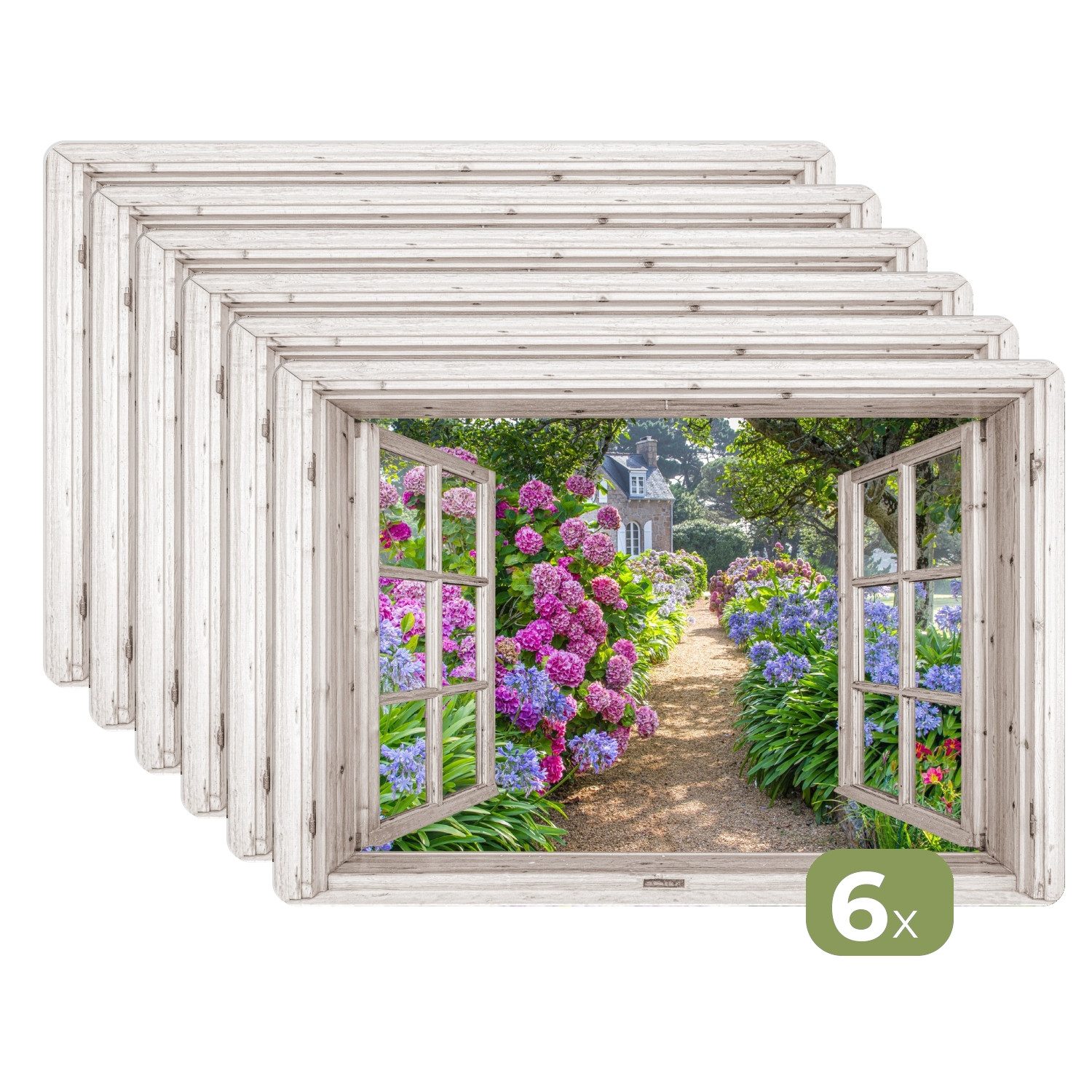 Platzset Hortensie - Durchsichtig - Blumen - Sommer - Lila - Weg