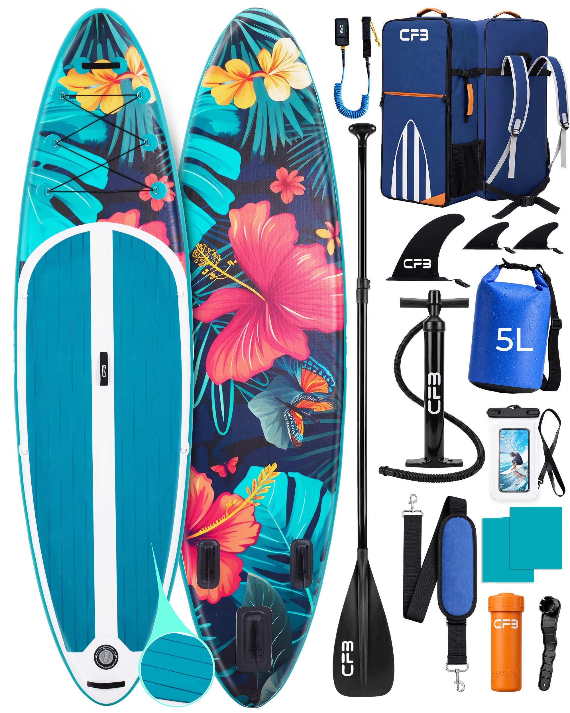 SUP-Board Set 320x84x15 cm extra breit, 160 kg Traglast