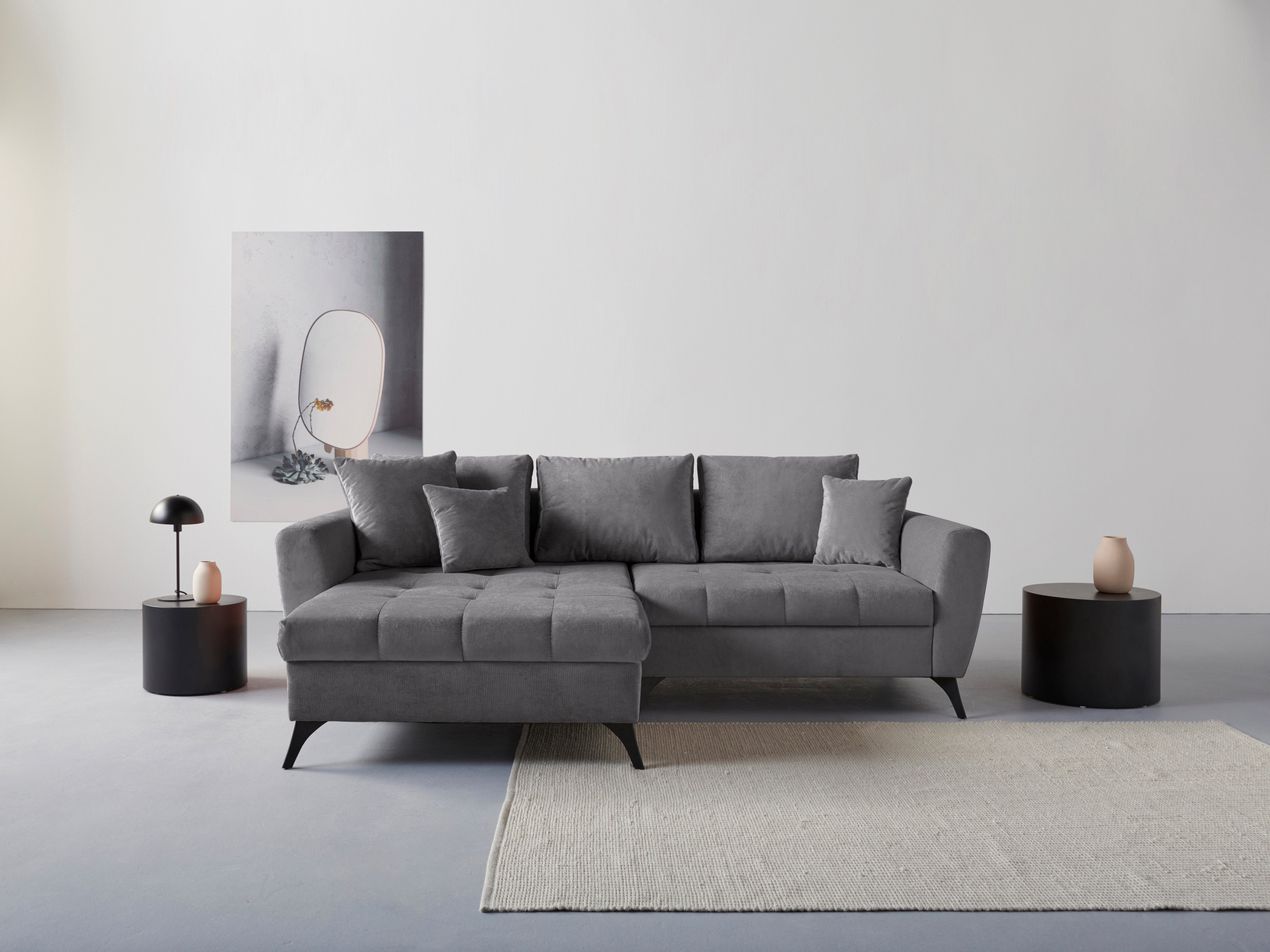 Kissen Sitzbereich, im lose Steppung auch Ecksofa Aqua INOSIGN mit clean-Bezug, Lörby, feine