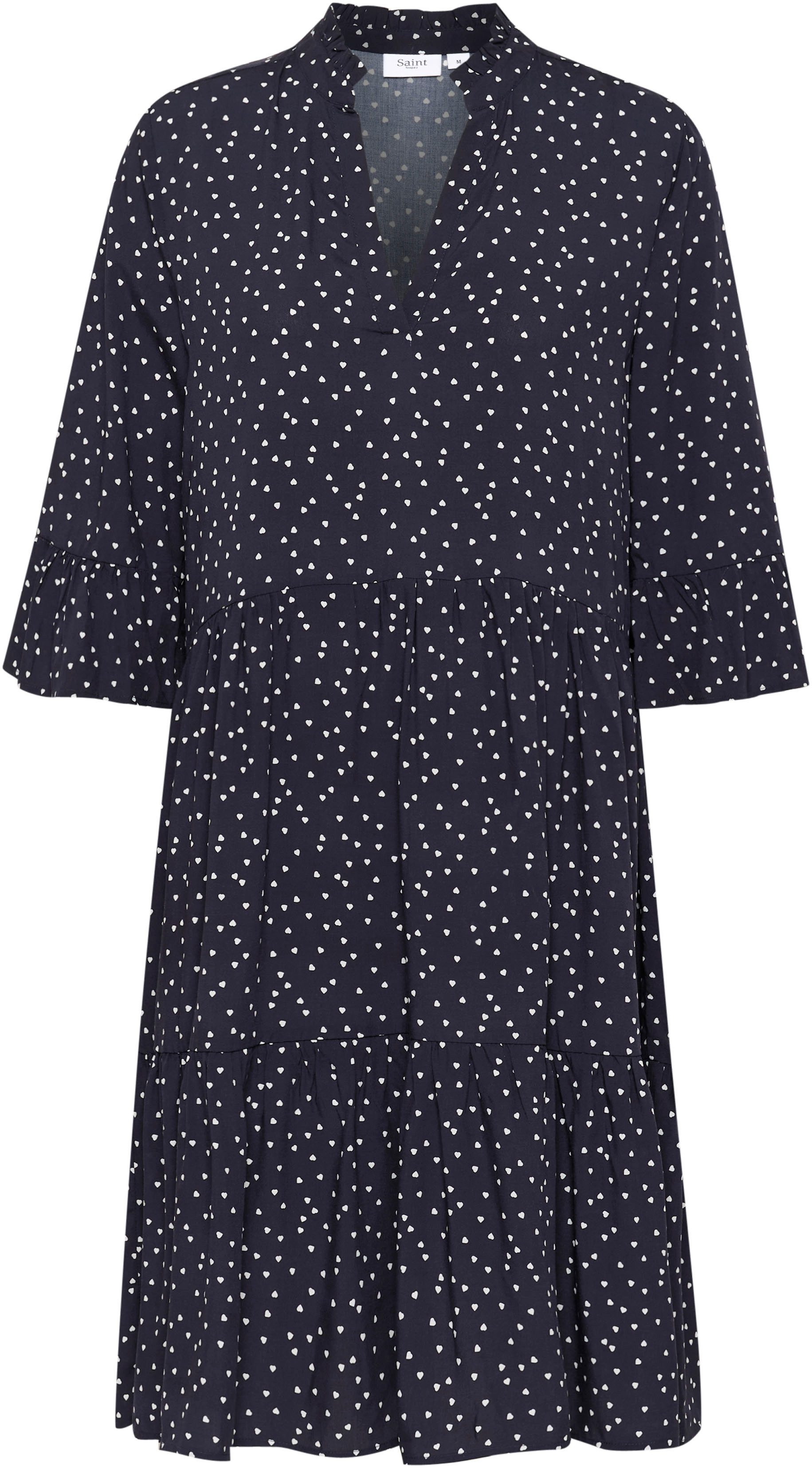Saint Tropez Blusenkleid EdaSZ Dress Sommerkleid, Tunikakleid mit Volant und 3/4 Ärmel – Bild 5 von 5