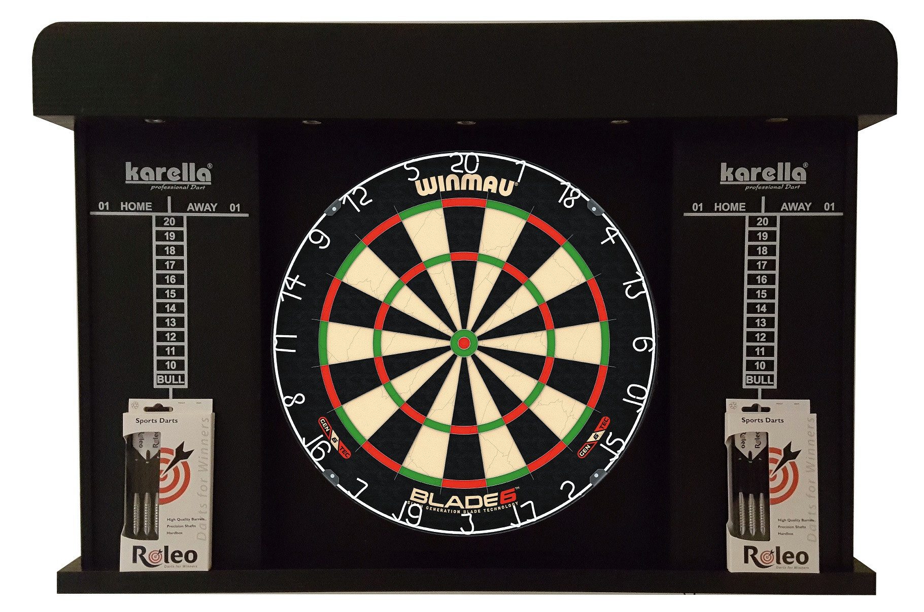 Dartscheibe Steeldart Set Board Winmau Blade 6 + Kabinett + 2 Satz Dartpfeile