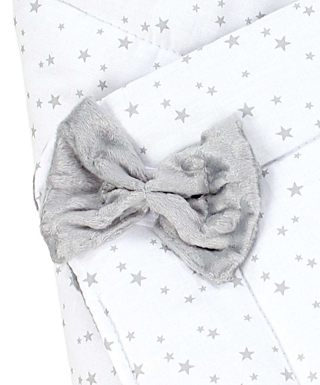 Einschlagdecke Wattiert Einschlagdecke Weiß Baby Minky, TupTam Warm Grau kuschelig Sterne TupTam Winter /