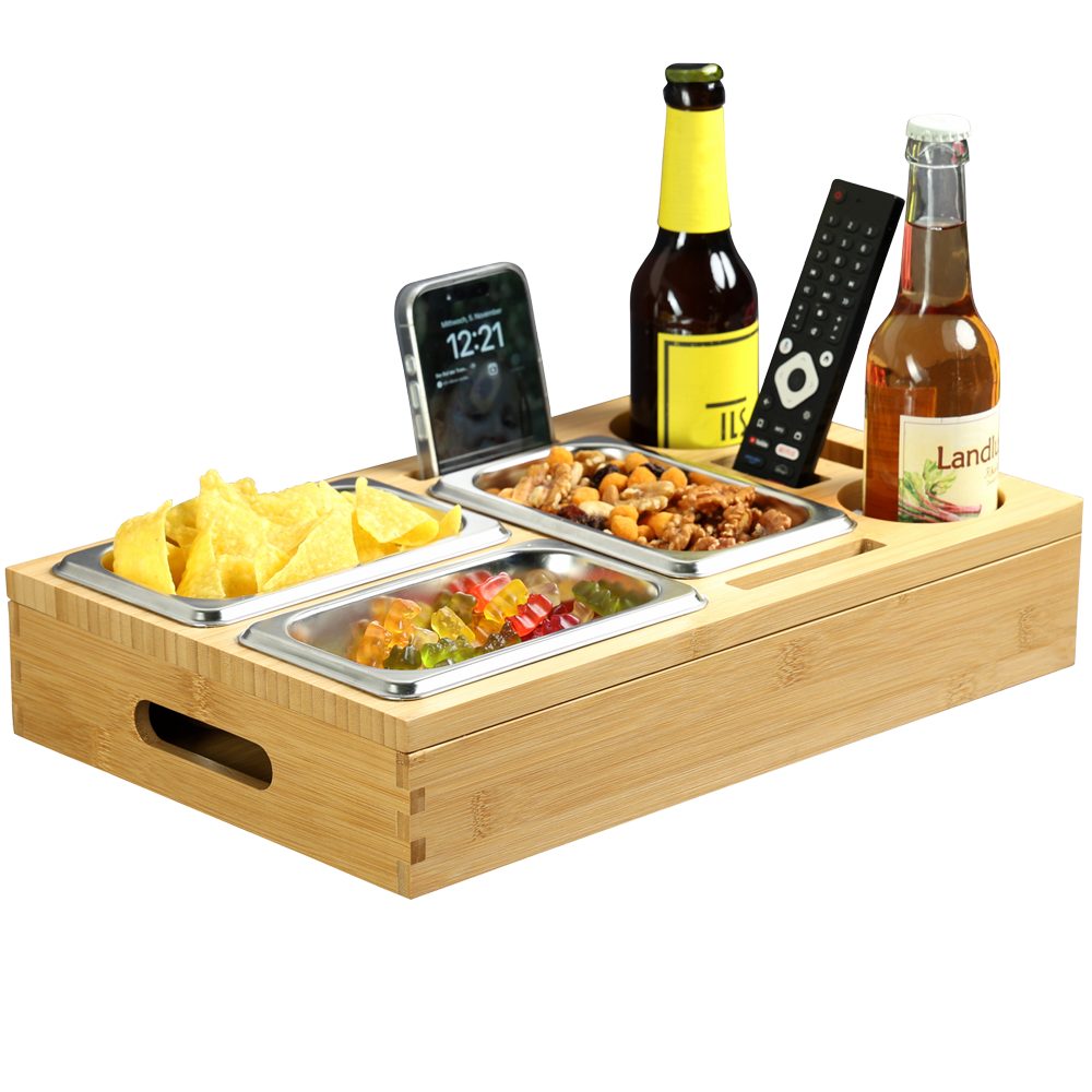 KESPER® Servierbrett Couchbar, Bambus, FSC, Bambus, (1-St), mit entnehmbaren Metallschalen