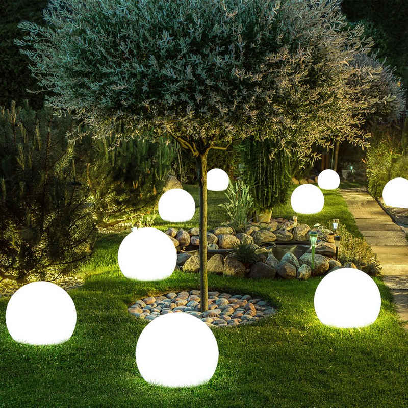 etc-shop LED Gartenleuchte, LED-Leuchtmittel fest verbaut, 9er Set LED Solar Kugel Лампи Garten Weg Beleuchtung Außen Erdspieß