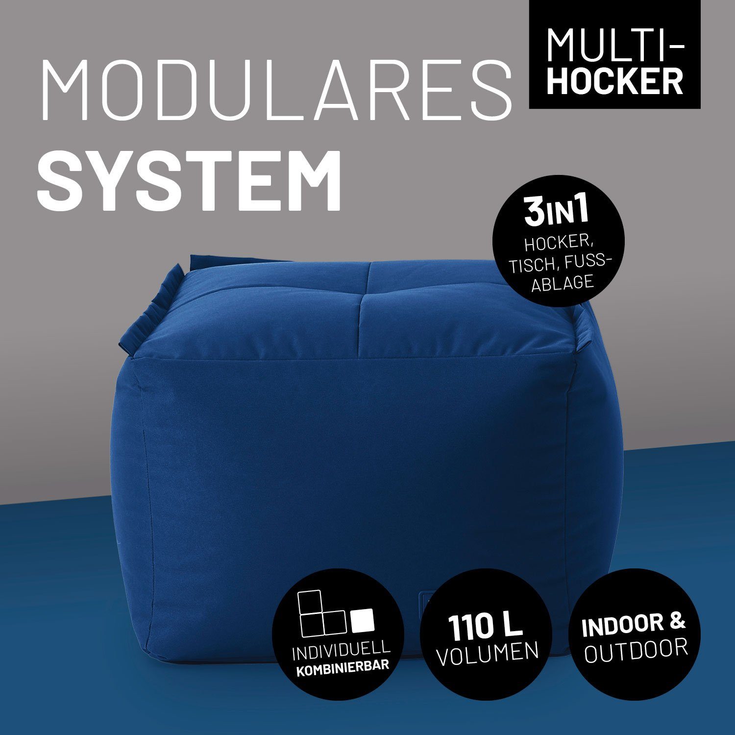 Bezug dem outdoor waschbar In- Modularen Sofa individuell blau mit wasserfest erweiterbar kombinierbar Sessel & System, Loungeset abnehmbarer Lumaland