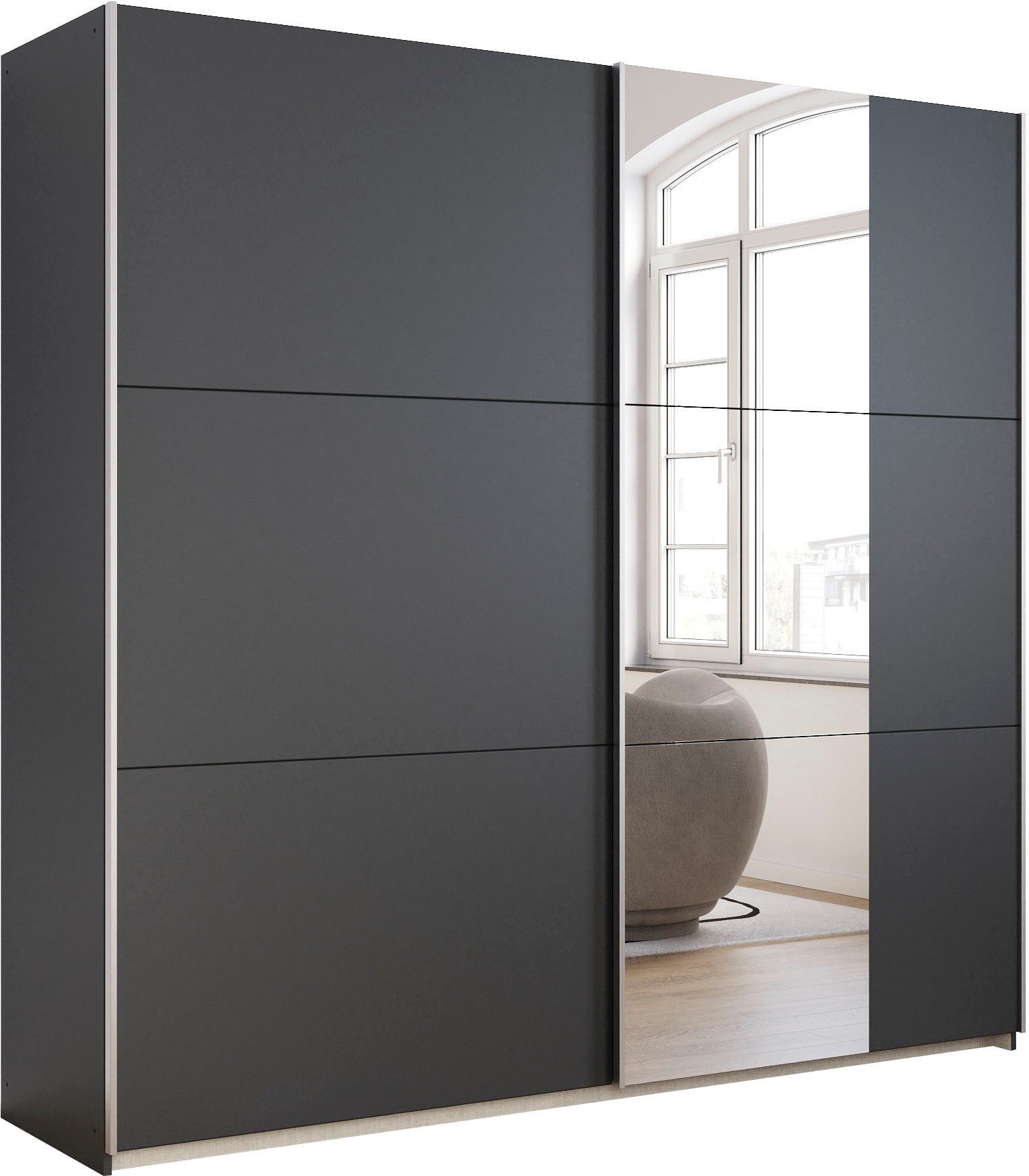 rauch Schwebetürenschrank Kleiderschrank Drehtürenschrank Schrank Garderobe KRONACH (in 3 Ausstattungen BASIC/CLASSIC/PREMIUM, Breiten 131/175/218/261 cm) optional ohne, mit 1 oder 2 Spiegel, viel Stauraum MADE IN GERMANY