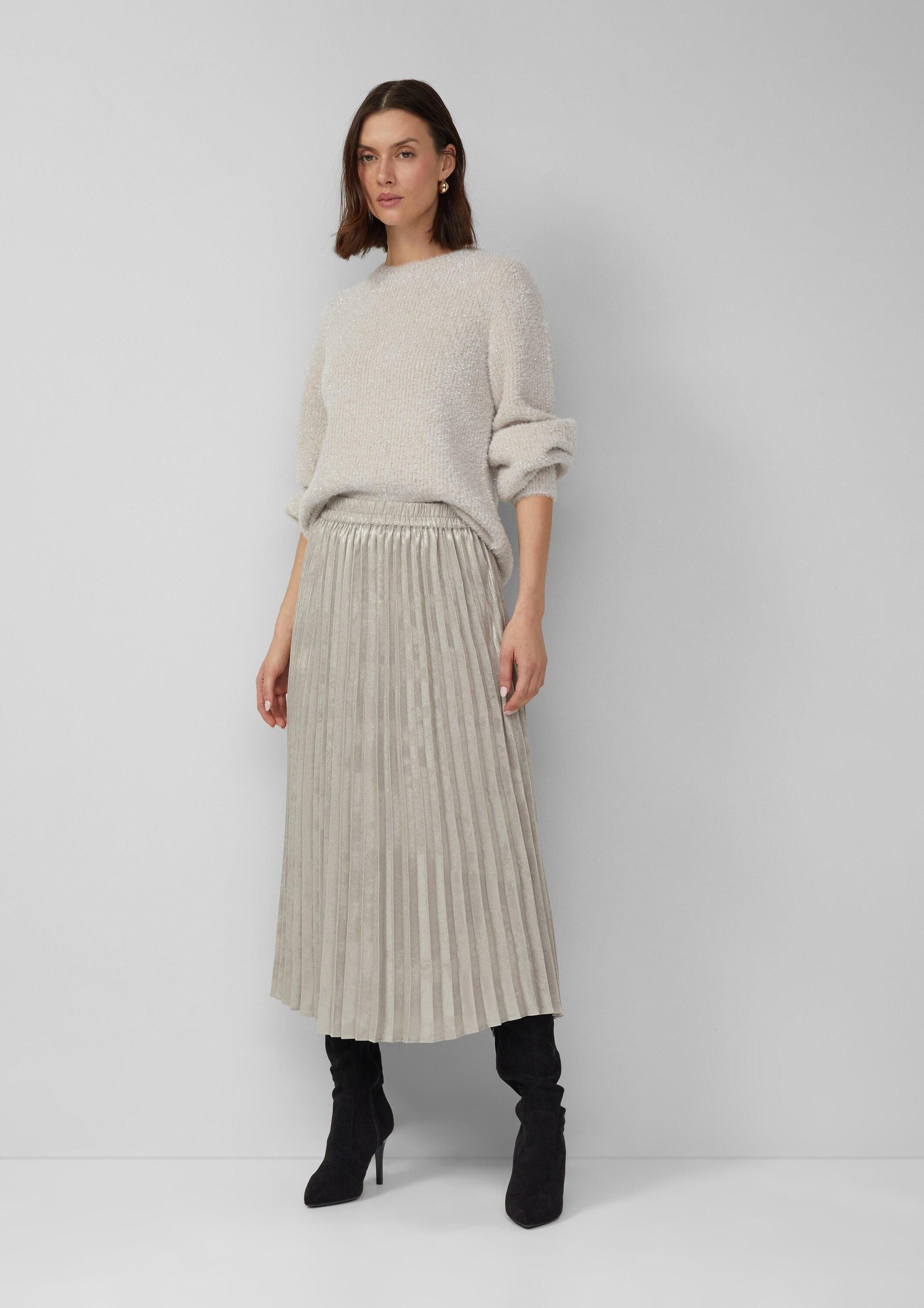 s.Oliver Midirock Rock Schimmernder Plissee-Rock mit Elastikbund in Midi-Länge