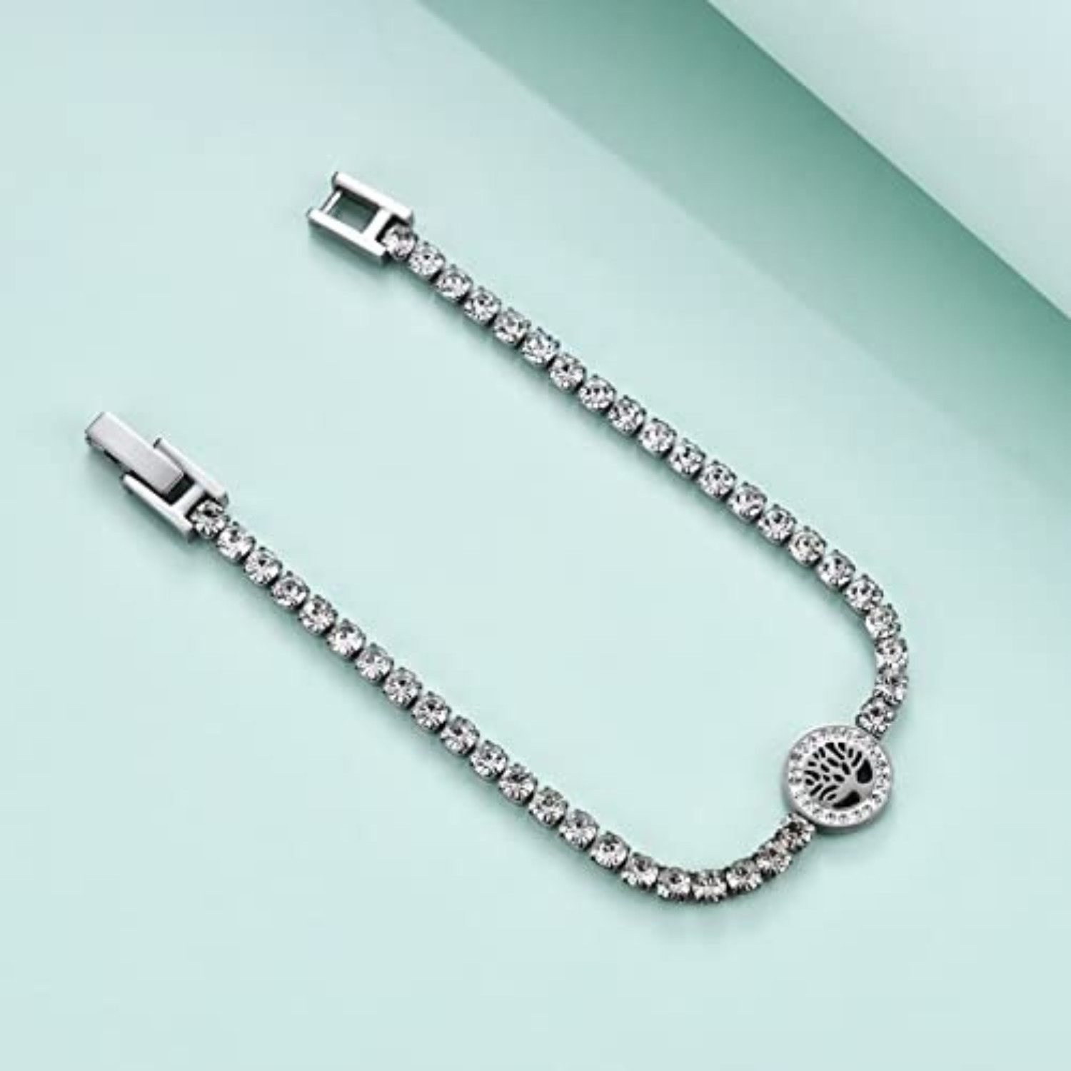Lisandra Scott Armkette Funkelndes Baum des Lebens Armband, Lebensbaum Armkette mit Steinen, Symbol für Stärke & Eleganz – 17,5 + 2 cm verstellbar