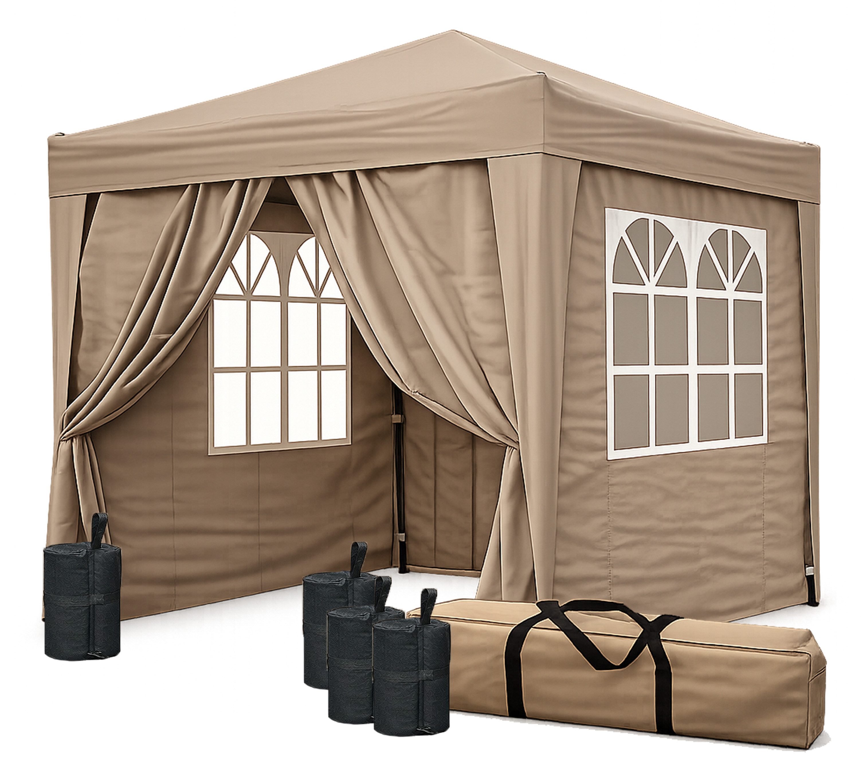 Quick Star Faltpavillon Pop Up mit 4 Fußgewichten, mit 4 Seitenteilen, (Faltpavillon inklusive Seitenteilen und 4 Fußgewichten), Maße L/B/H: 200x200x245cm