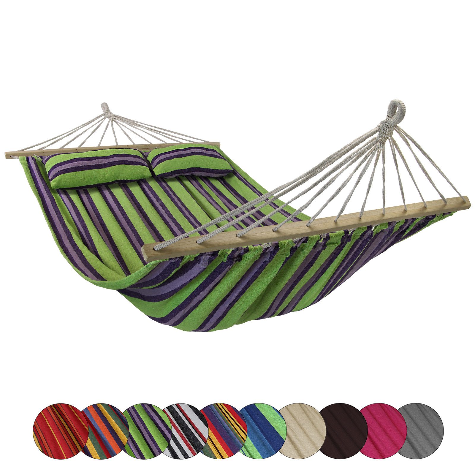 BB Sport Stabhängematte Stabhängematte 240 x 150 cm inkl. 2 Kissen für 2 Personen