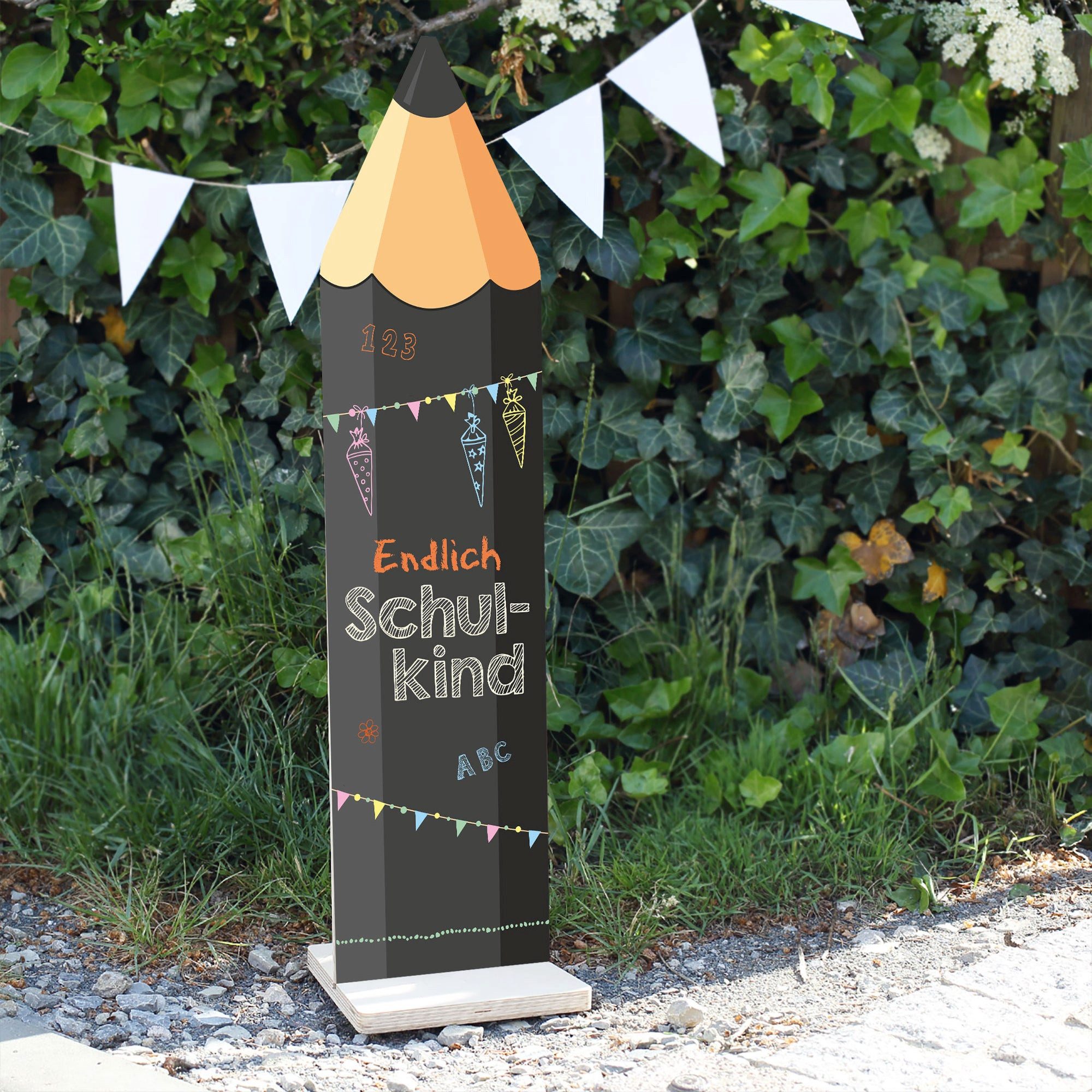 Striefchen Dekofigur Aufsteller zur Einschulung - Holz Schild für den Schulanfang (80 cm) – Bild 3 von 4