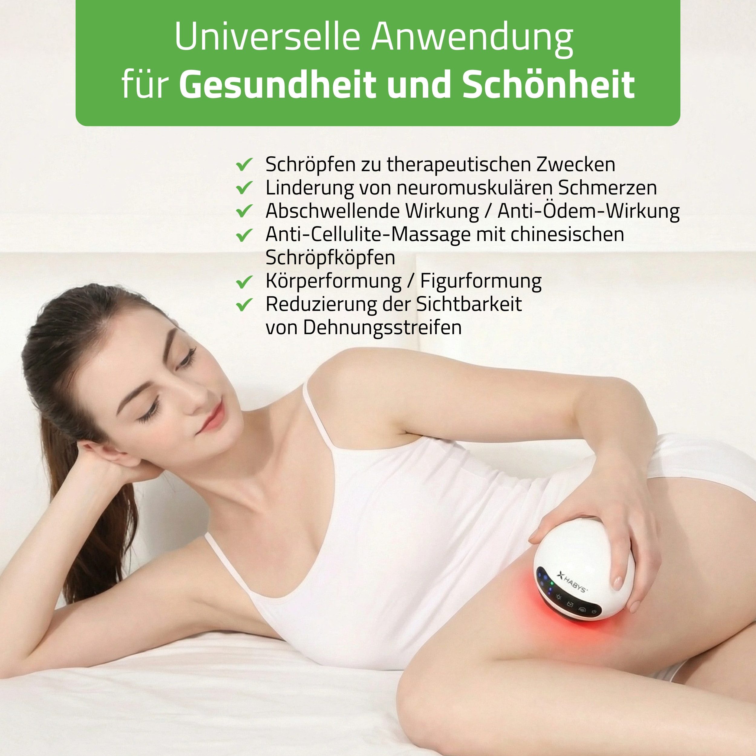 Habys Massageliege Elektrisches Schröpf - Massagegerät Vakuum - Massager 5 Gänge