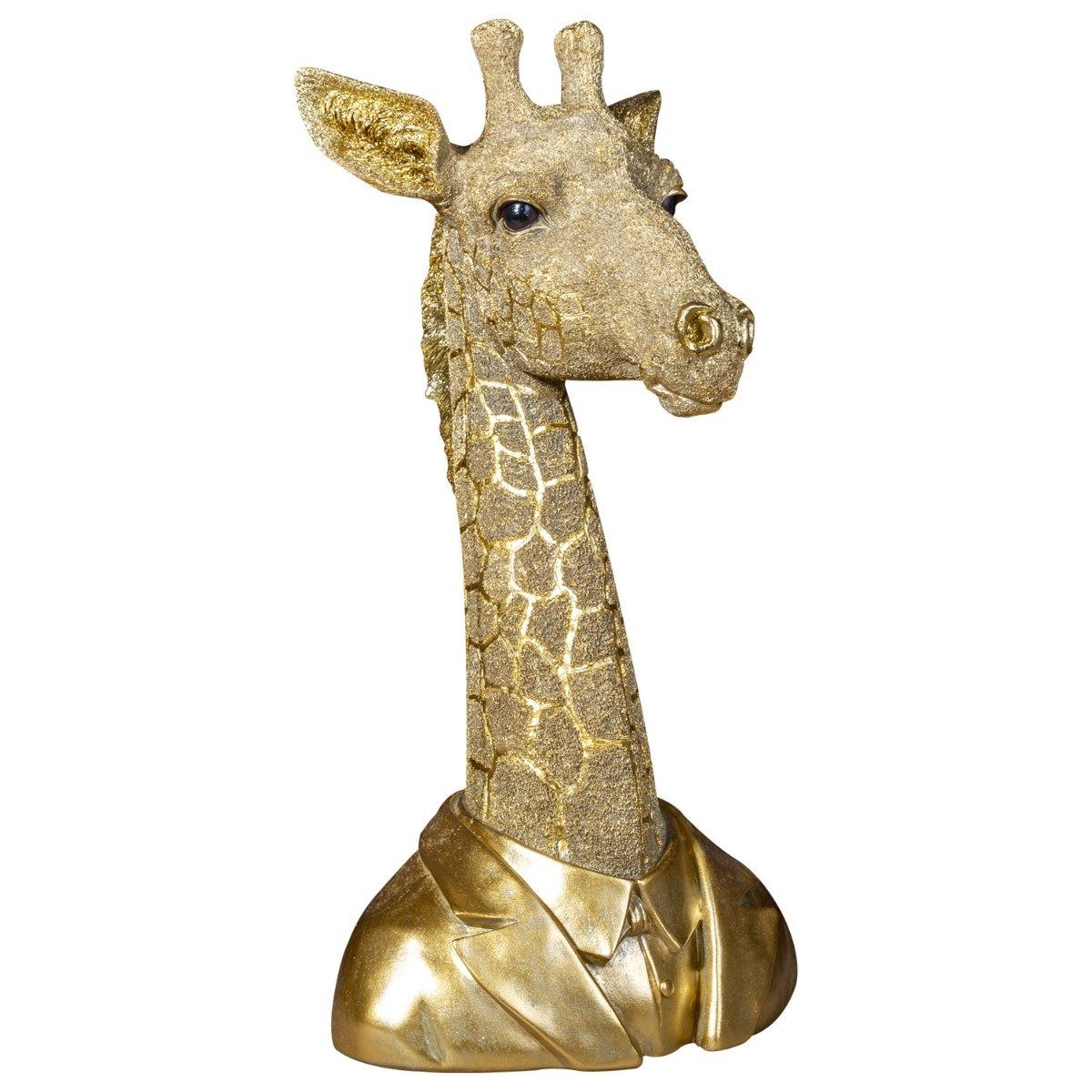 colourliving Dekofigur Dekofigur Giraffen handbemalt goldene verarbeitet, Giraffe, Büste detailgetreu, Figur aufwendig Die