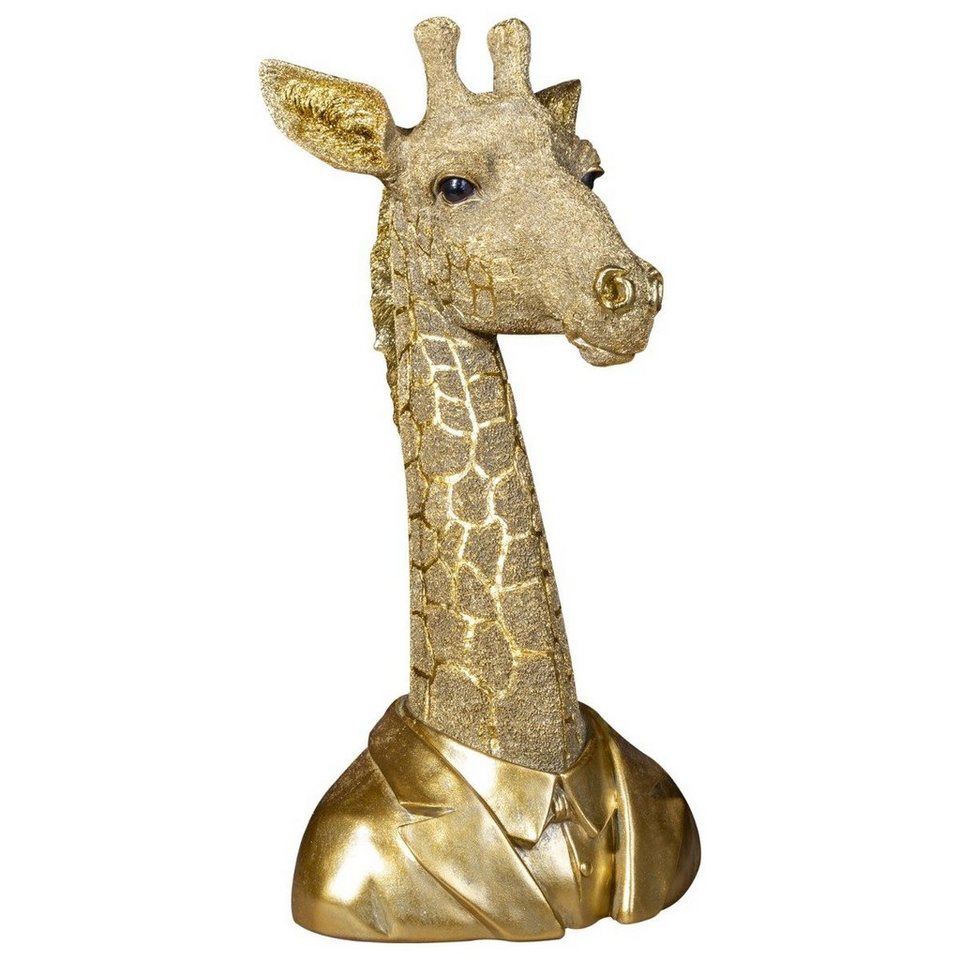 colourliving Dekofigur Dekofigur Giraffen handbemalt verarbeitet, Figur aufwendig Büste goldene Giraffe, detailgetreu, Die