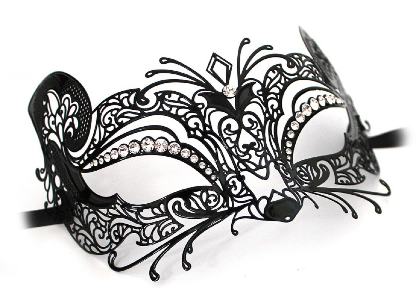 Carta Alta Venetian Masks Verkleidungsmaske Original Venezianische Maske Damen Metallmaske Micio Lux Strasssteine, Hergestellt in Venedig