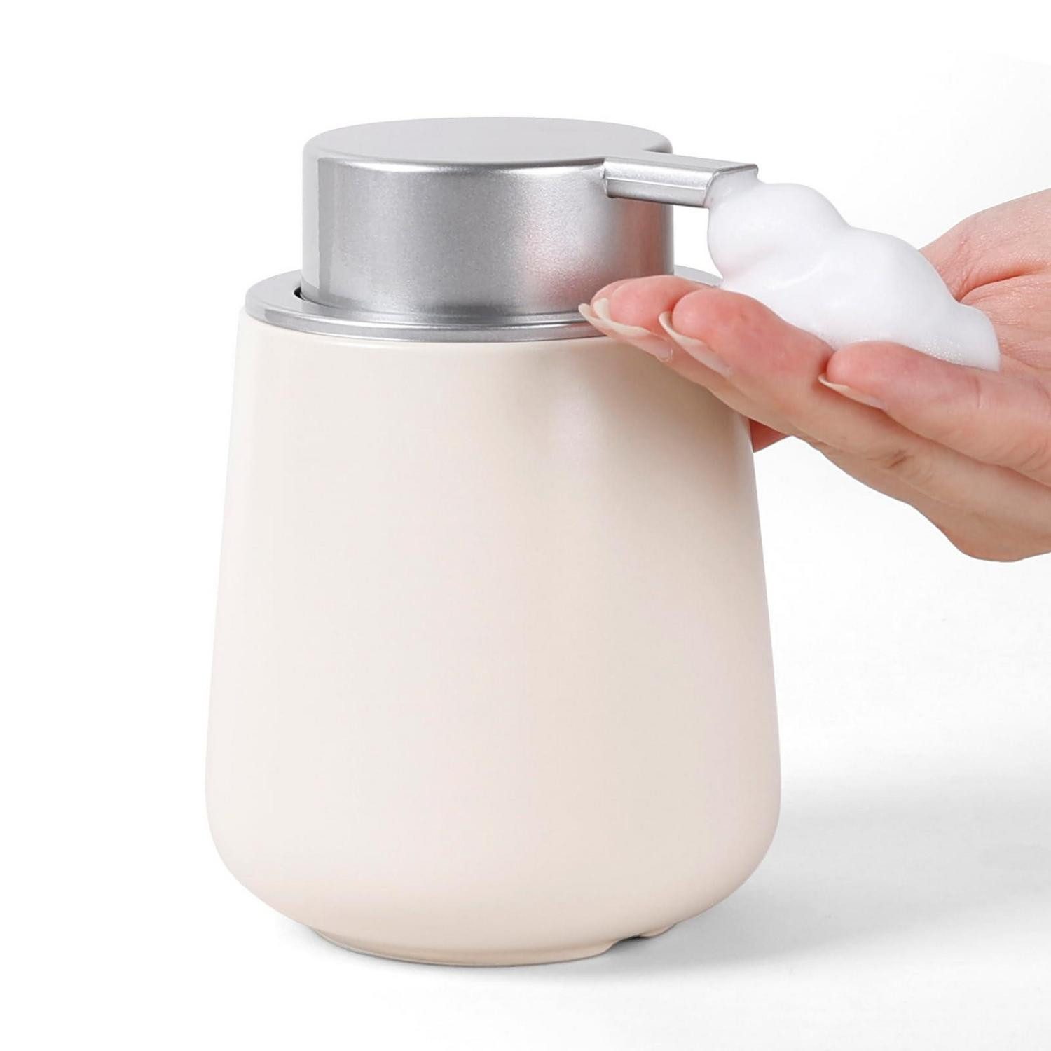 LuxusKollektion Seifenspender Seifenspender Beige-Silber 350ml Reispulver