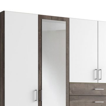 99rooms Drehtürenschrank Vienna (Kleiderschrank, Mehrzweckschrank) 8-türig, aus Holzwerkstoff, mit Spiegel, Modern Design, viel Stauraum, variabel stellbar, Metall, mit Schubladen