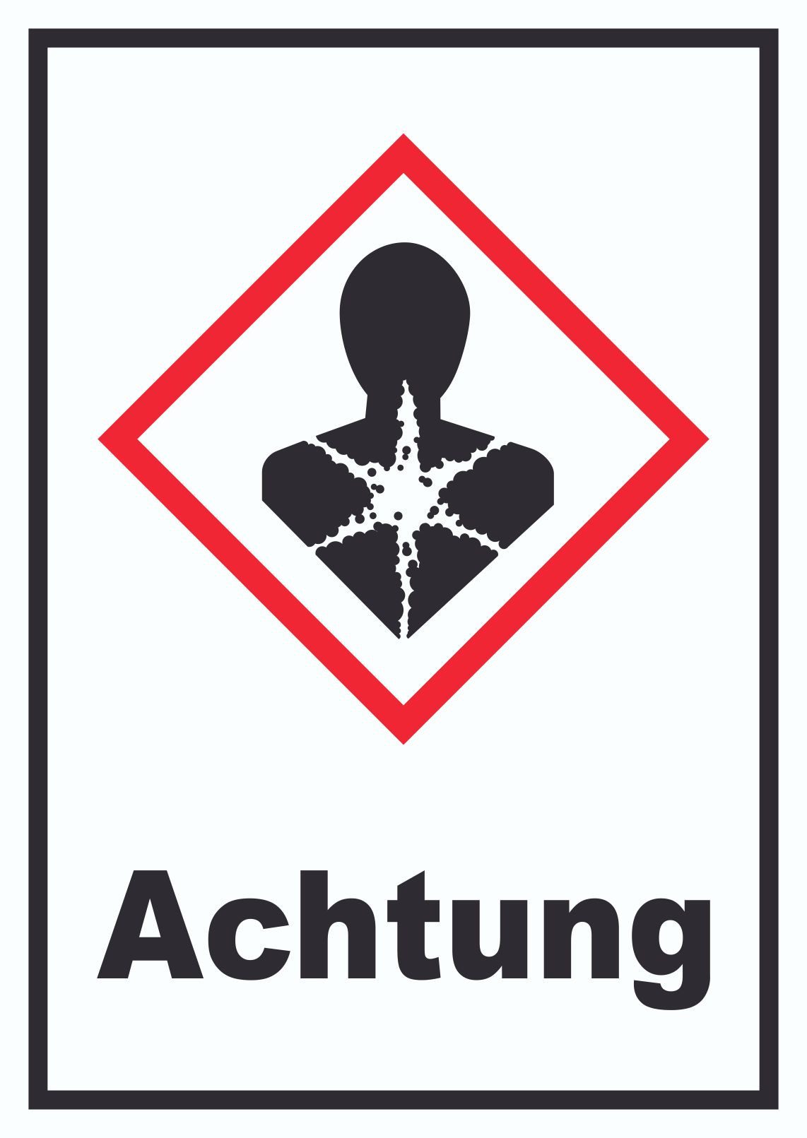 HB-Druck Aufkleber Aufkleber Gesundheitsgefahr Achtung Sensibilisierung der Atemwege, wetterfest, UV-beständig, kratzfest