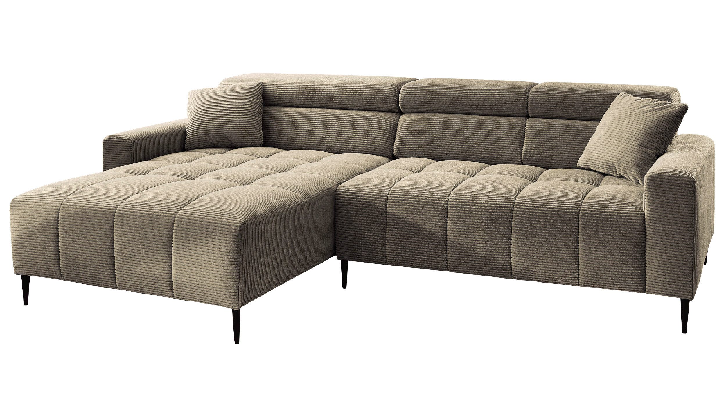 Massivart® Ecksofa Cord 256 cm / Cordsofa / Sitztiefen- & Kopfteilverstellu günstig online kaufen