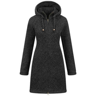 ALMHUBER Longstrickjacke ALMHUBER Damen Strickjacke Kurzmantel Wolle Winter Jacke Kapuze Boho