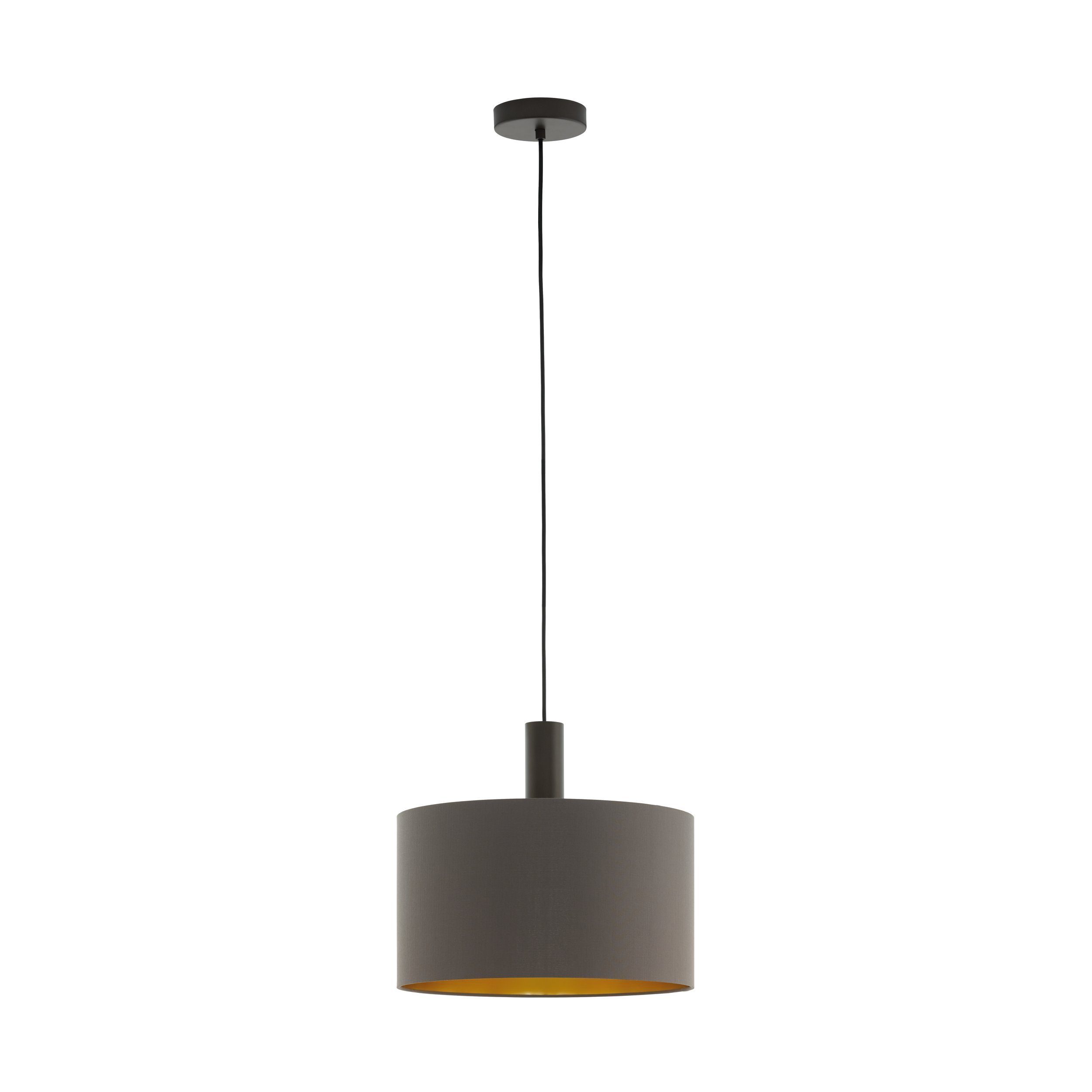 EGLO LED-Hängeleuchte Concessa 1, Leuchtmittel exklusive, Textil Pendelleuchte, Dunkelbraun, cappuccino und gold, E27, Ø 38cm