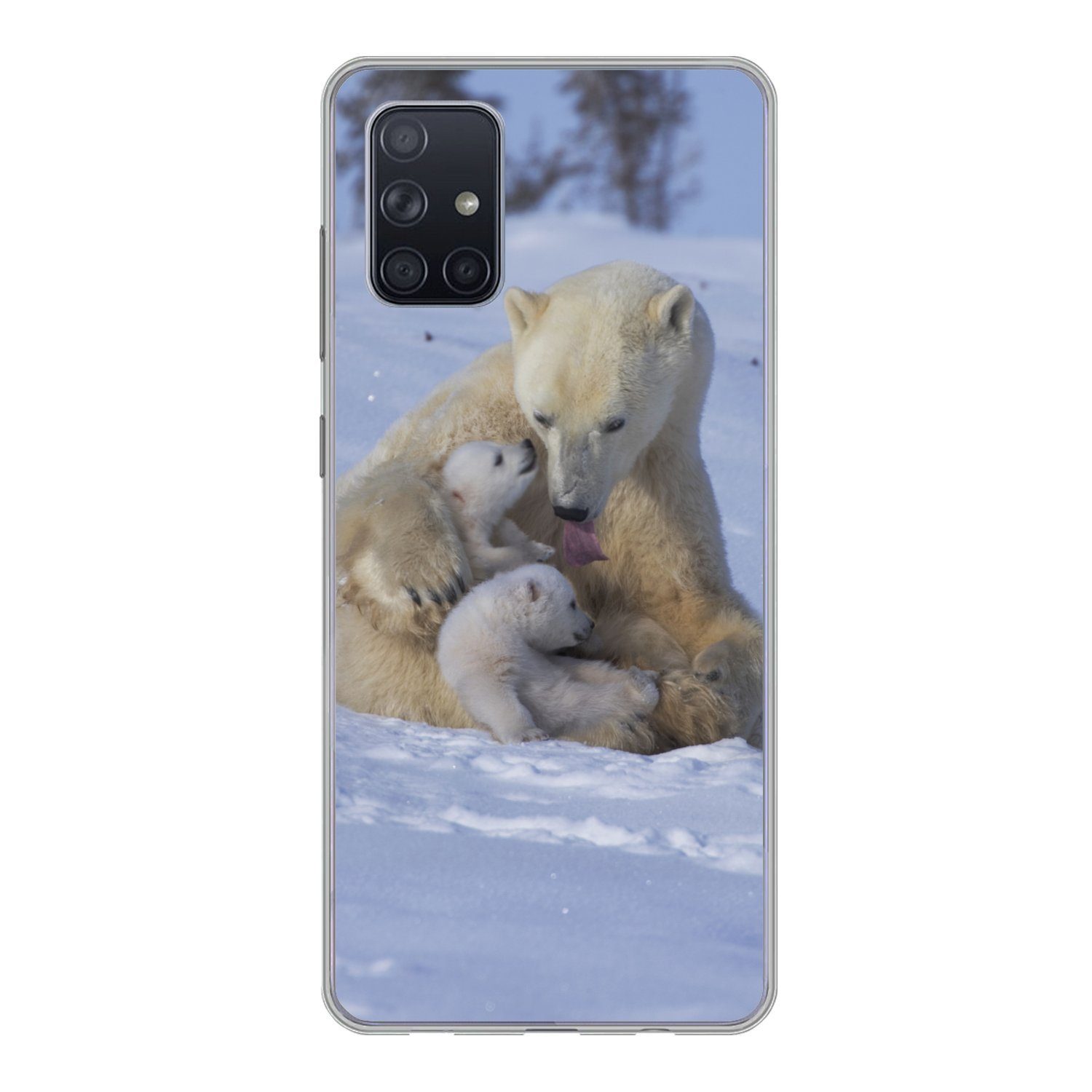 MuchoWow Handyhülle Eisbären - Schnee - Weiß, Handyhülle Samsung Galaxy A51, Smartphone-Bumper, Print, Handy
