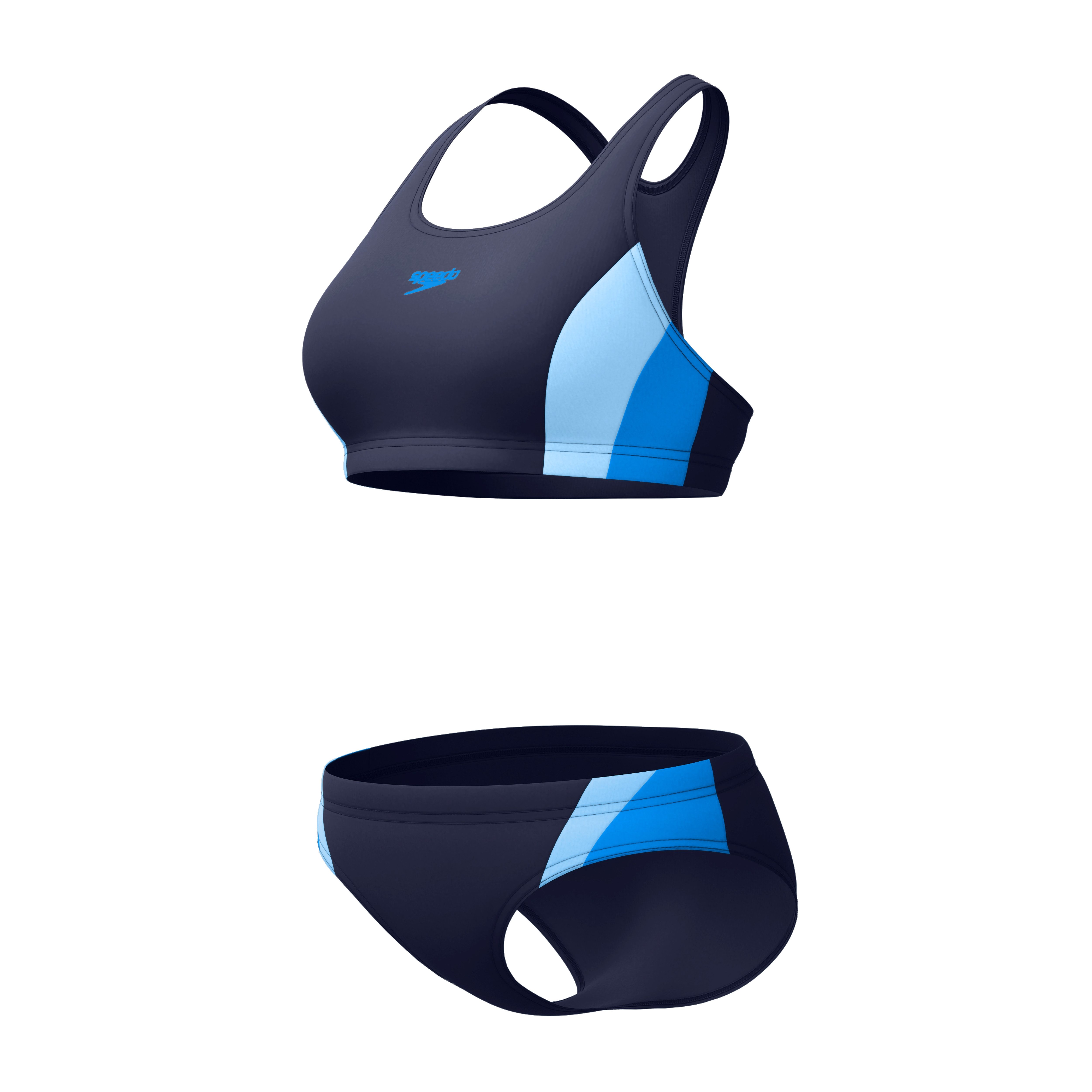 Speedo Bustier-Bikini CLRBLCK SPLCE 2.0 2PC BLU/LTBLU (Set, 2-St) schnell trocknend