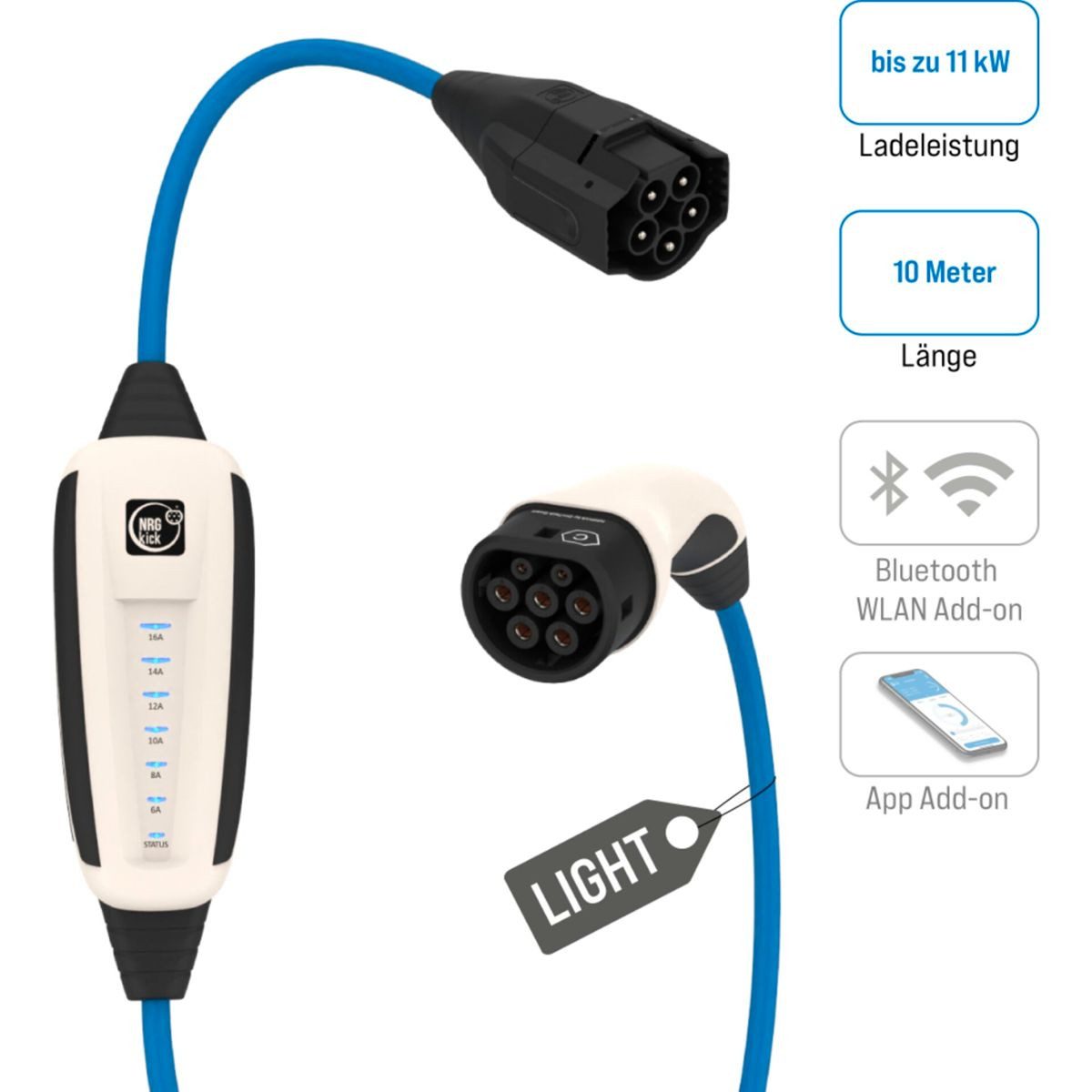 NRGkick Elektroauto-Ladestation 16A light 10m Pure