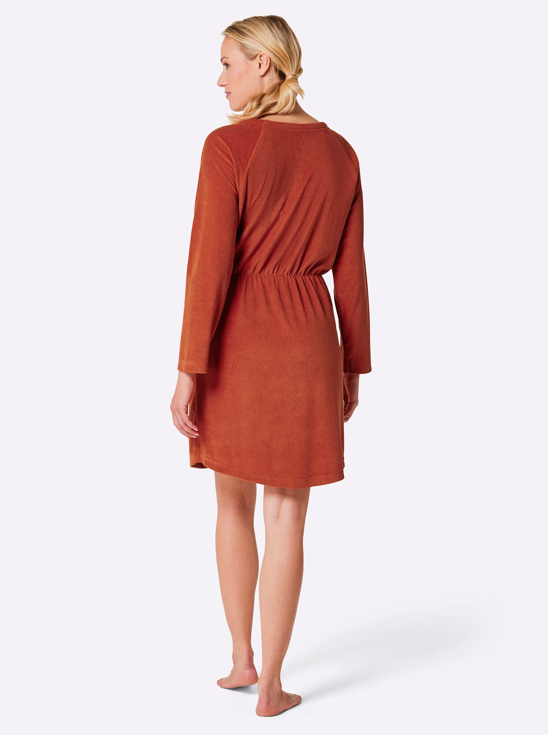 Plantier Damenbademantel Bademantel Langarm, Länge ca. 95 cm, Baumwolle, Reißverschluss