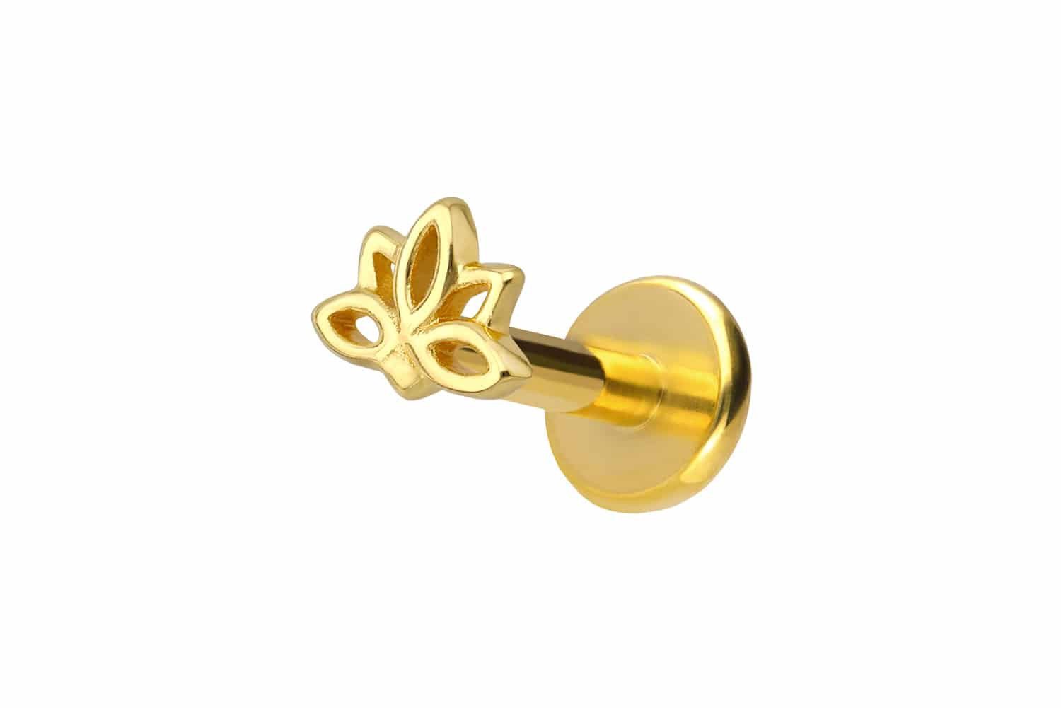 PIERCINGLINE Piercing-Set Titan Labret mit Innengewinde + 925er Silber Aufsatz LOTUSBLÜTE (Labrets, 1-tlg)