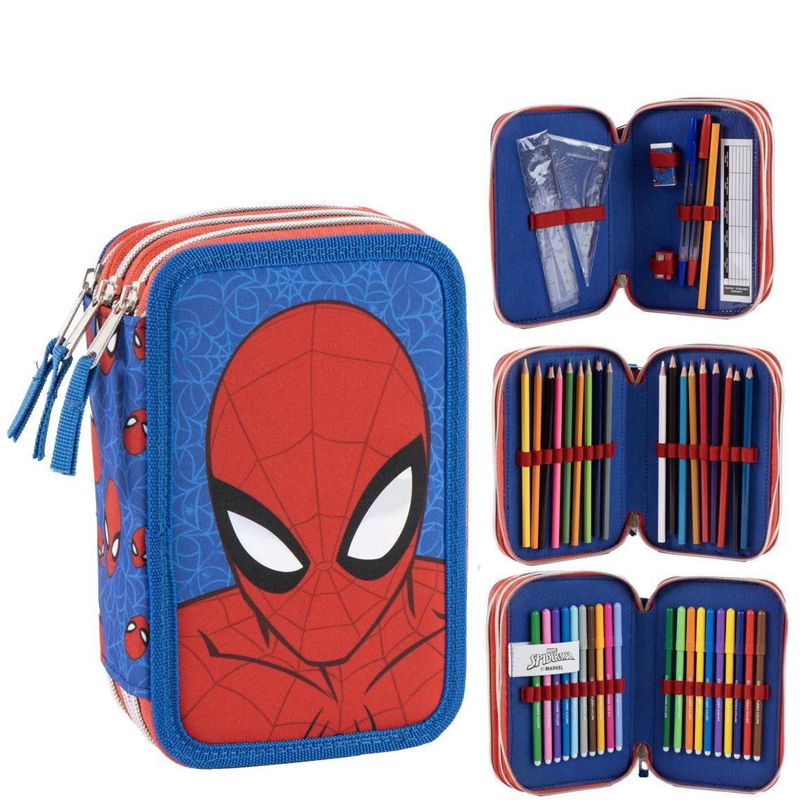 MARVEL Federmäppchen Spider-Man Kinder Gefüllte 20 cm Schüleretui mit Zubehör