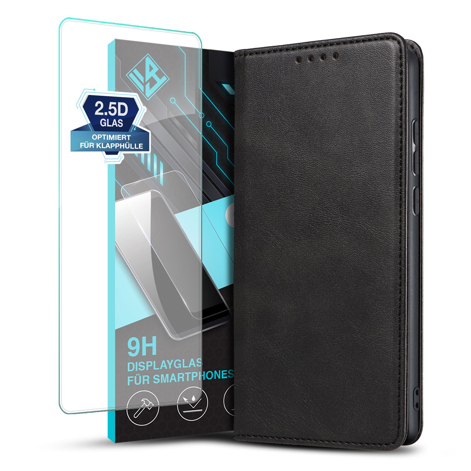 Tec-Expert Handyhülle Tasche Hülle für Huawei P20 Lite 5.84 Zoll, 5.84 ", Cover Klapphülle Case mit Kartenfach mit Displayglas